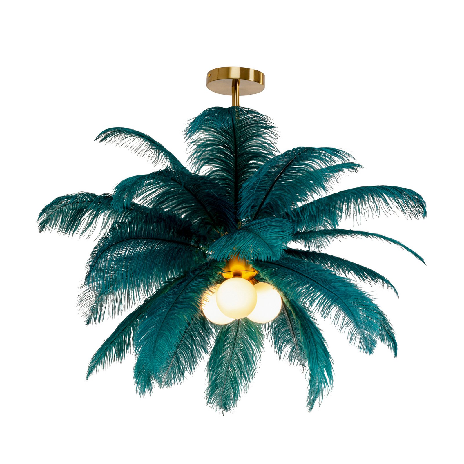 Lámpara colgante KARE Feather Palm, verde, plumas, Ø 87 cm, G9 Lámpara colgante KARE Feather Palm, verde, plumas, Ø 87 cm, G9