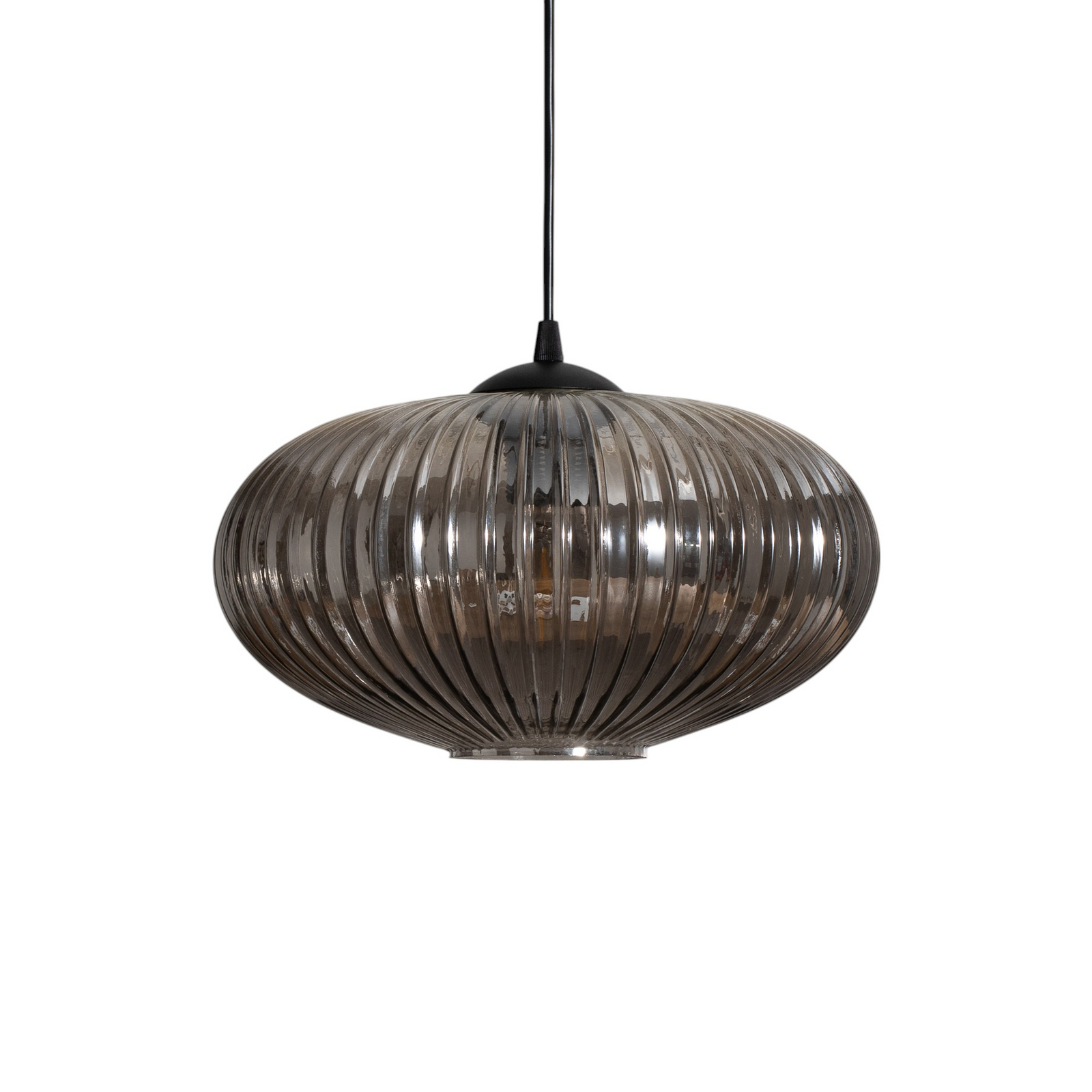 Coco dining table light, Ø 30 cm, black/smoke grey, glass