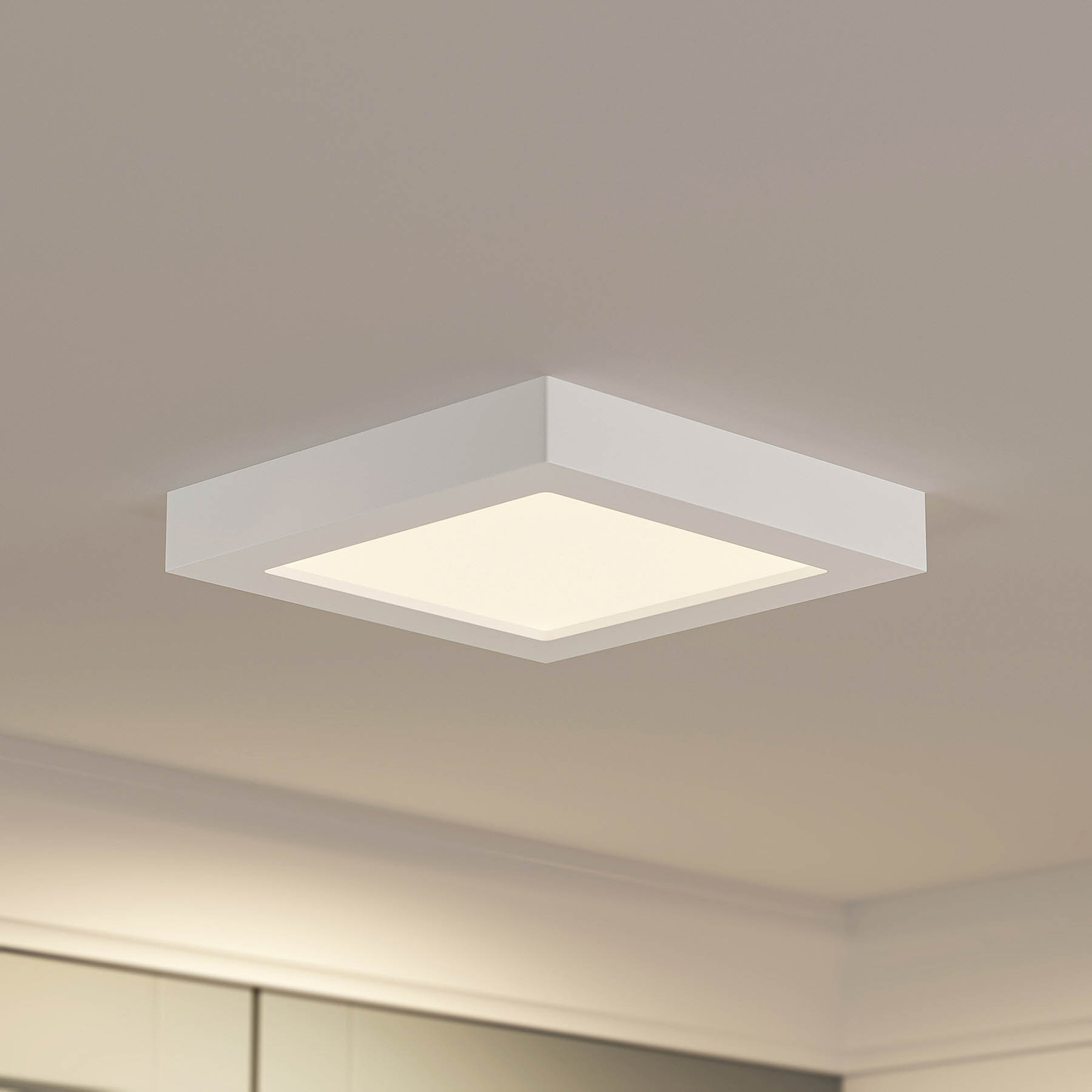 Prios LED ceiling light Alette, white, 22.7 cm, 18W, dimmable