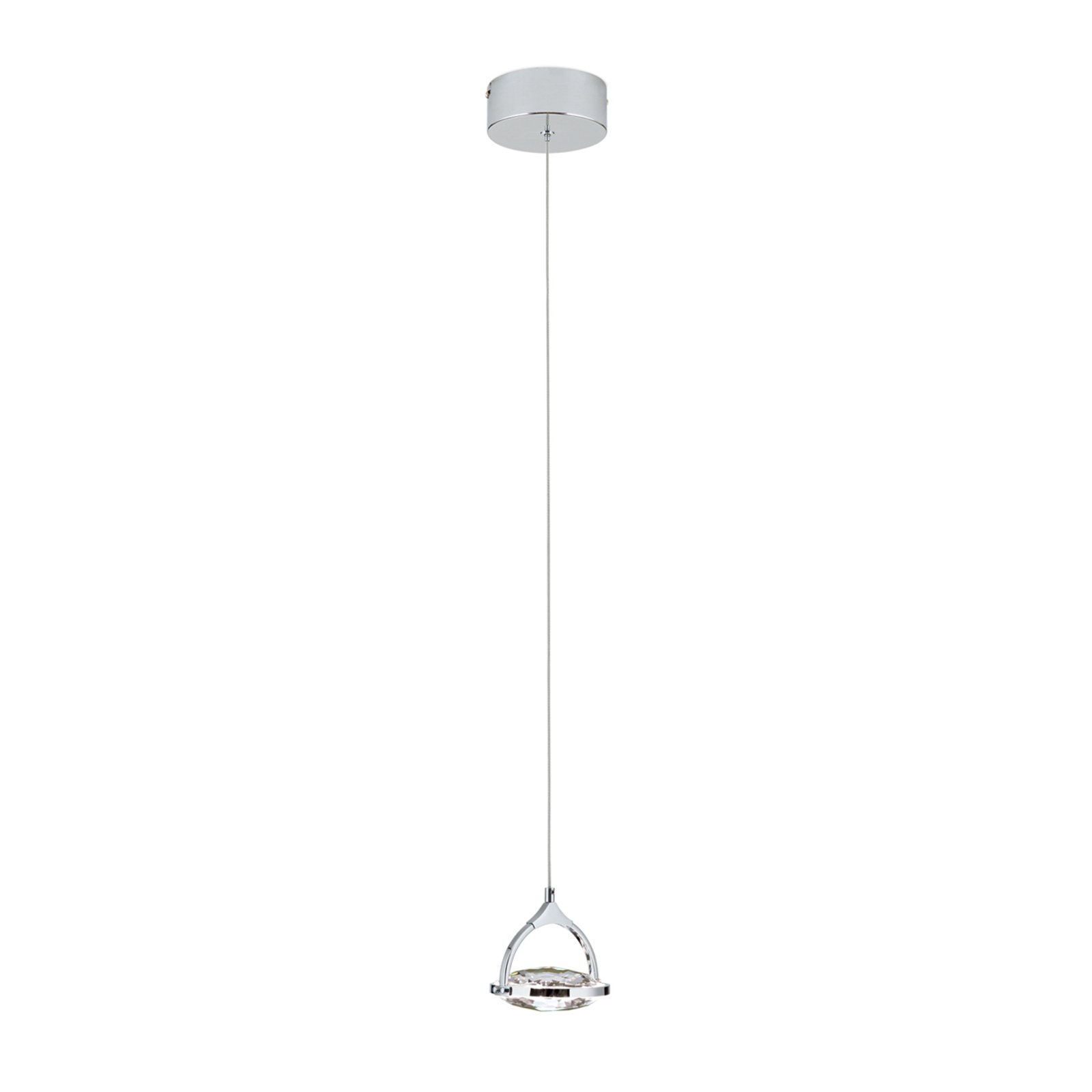 LED-hänglampa Moon, K9-kristallglas, 1 lampa, krom