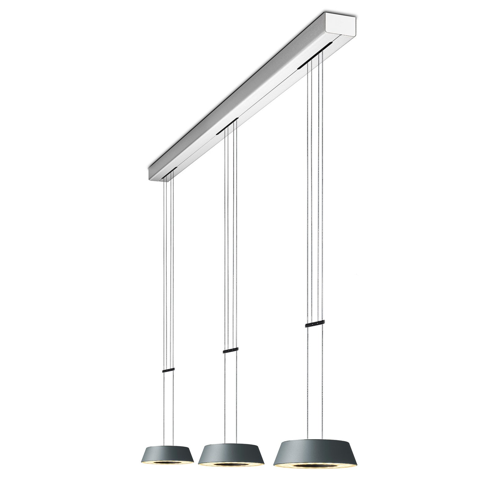 OLIGO Glance LED hanglamp 3-lamps mat grijs