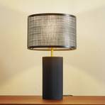 Lindby Sorscha table lamp, black, iron, Ø 26 cm