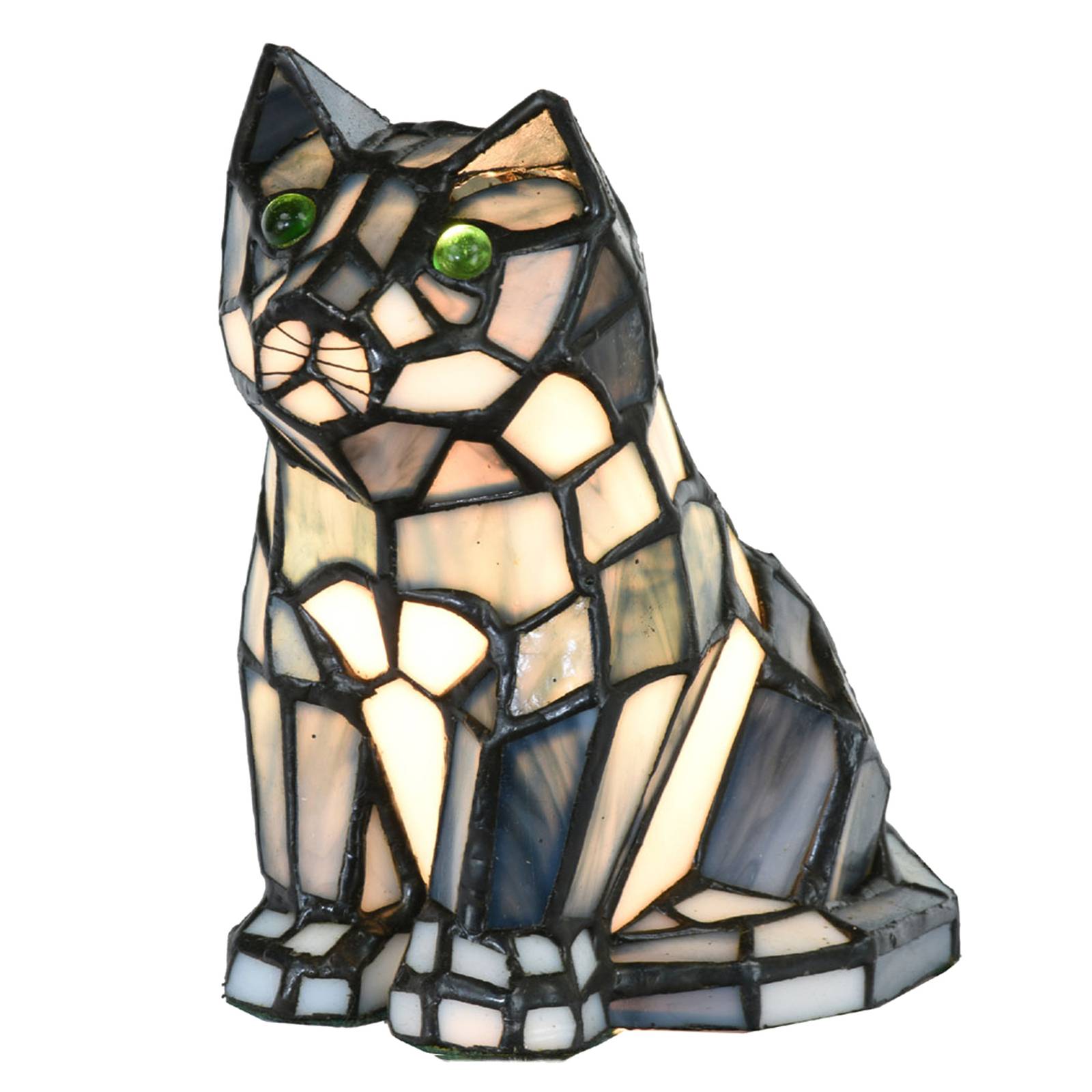 Clayre&Eef Lampe à poser 5LL-6166G Chat style Tiffany brune