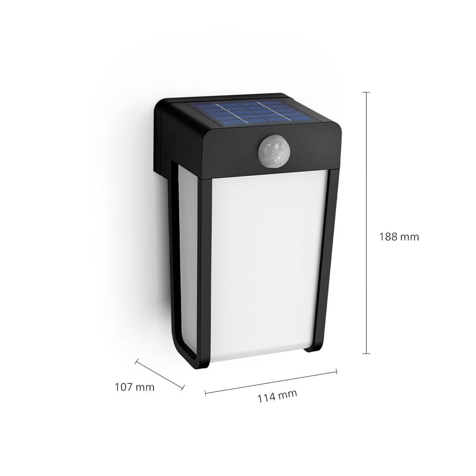 Philips LED-Solar-Wandleuchte Shroud, schwarz/opal, Sensor