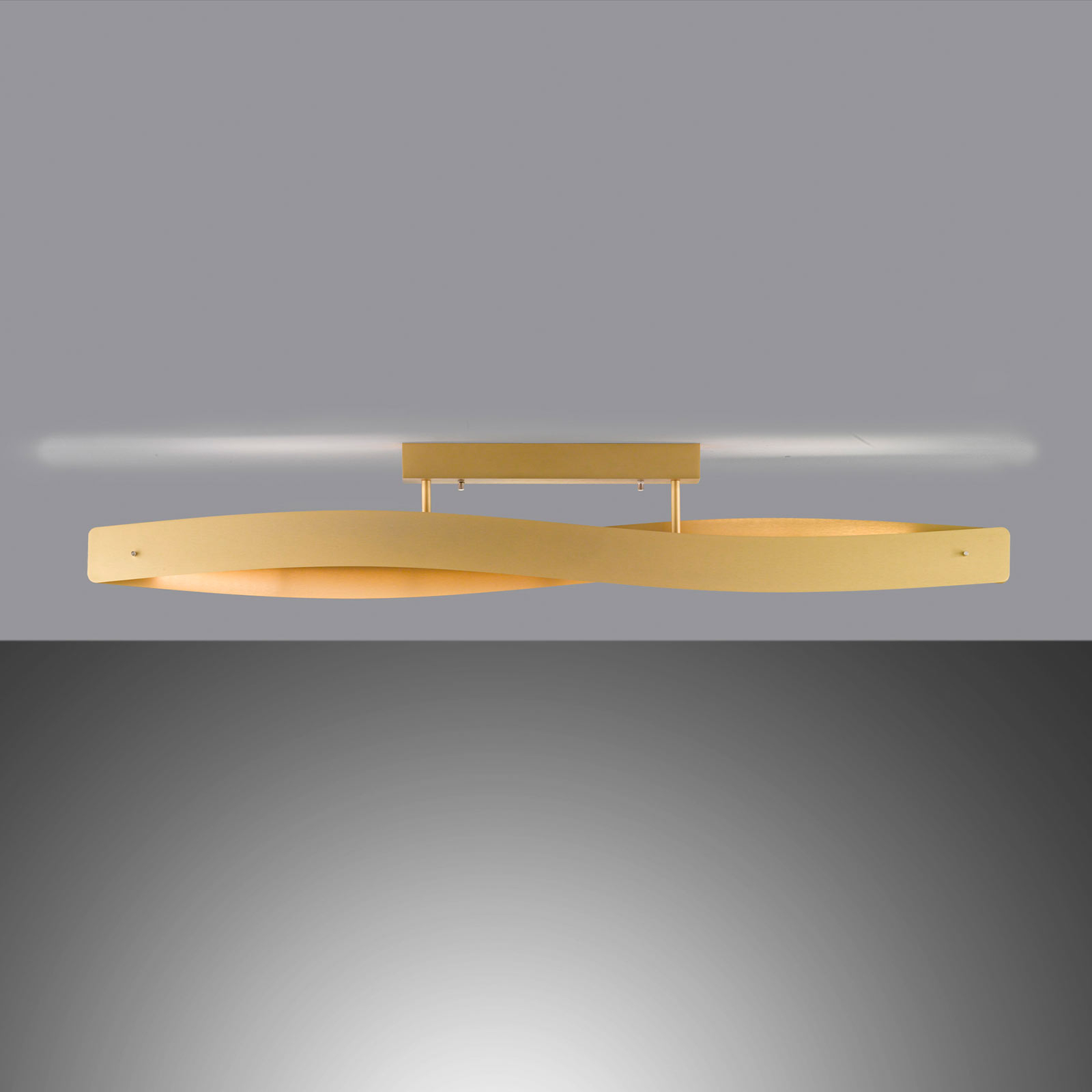 Lucande Lian LED ceiling light, brass matt, for Living / Dining Room, aluminium, steel, brass, 34 W, energy efficiency: A+, L: 119 cm, W: 11 cm, H: 10 cm