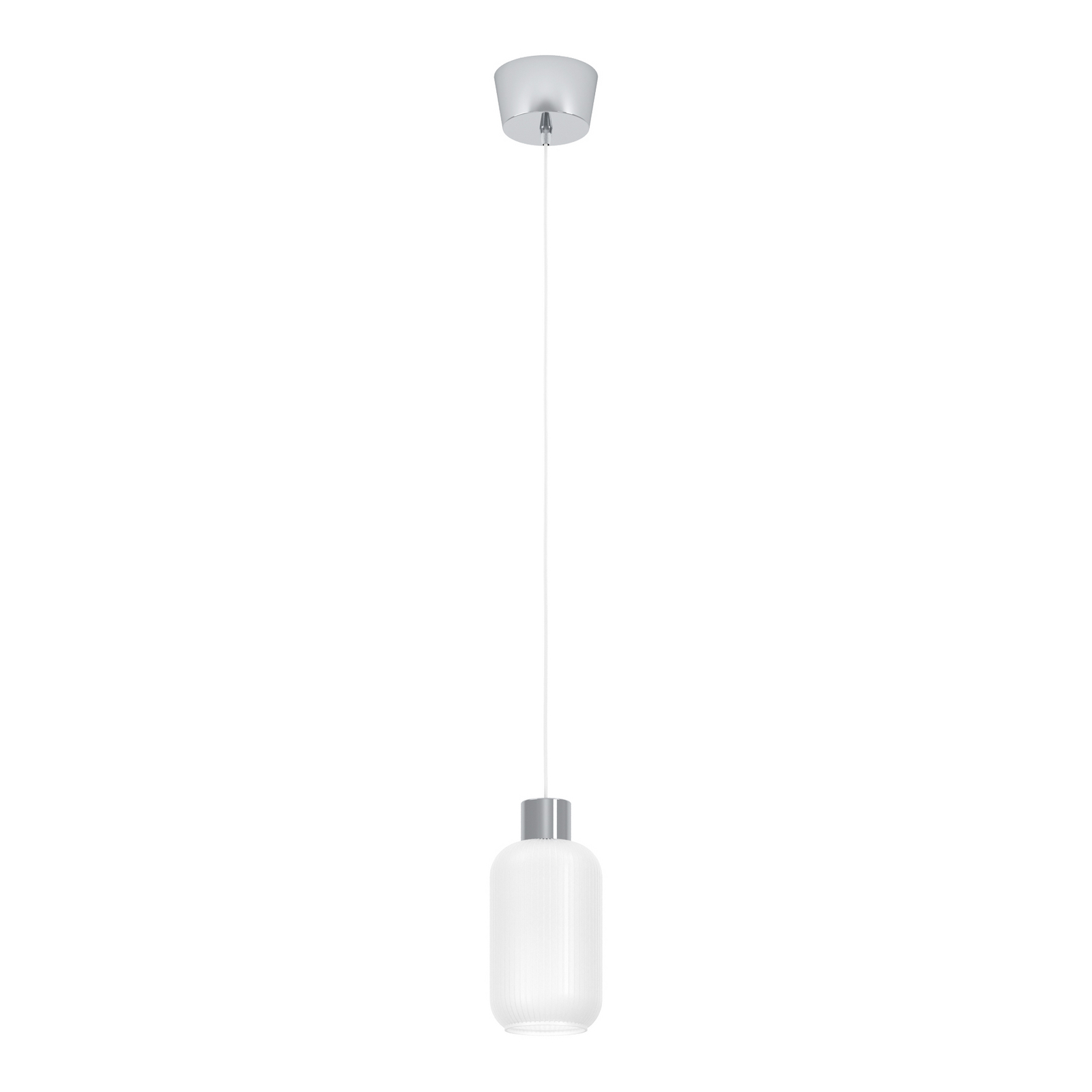 Suspension Dasmina, Ø 13 cm, blanc/chrome, verre, E27