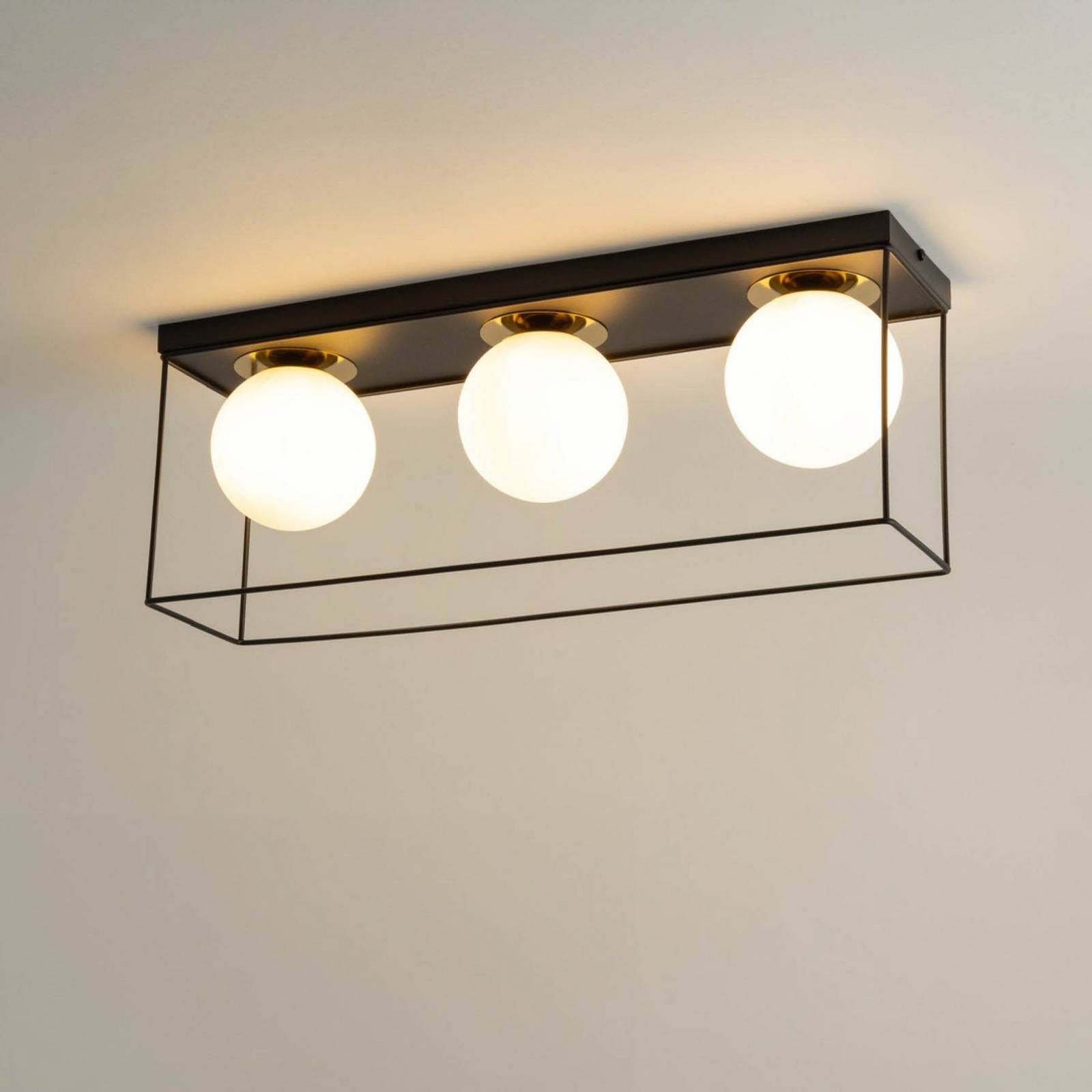 Lampa sufitowa Aroma, 3-punktowa, czarno-biało-złota, stal