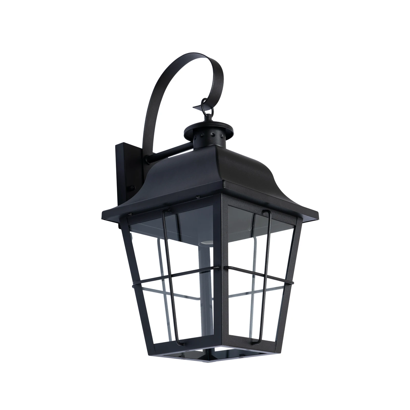 Aplique de exterior Lindby Mertollio, altura 47 cm, negra, cristal