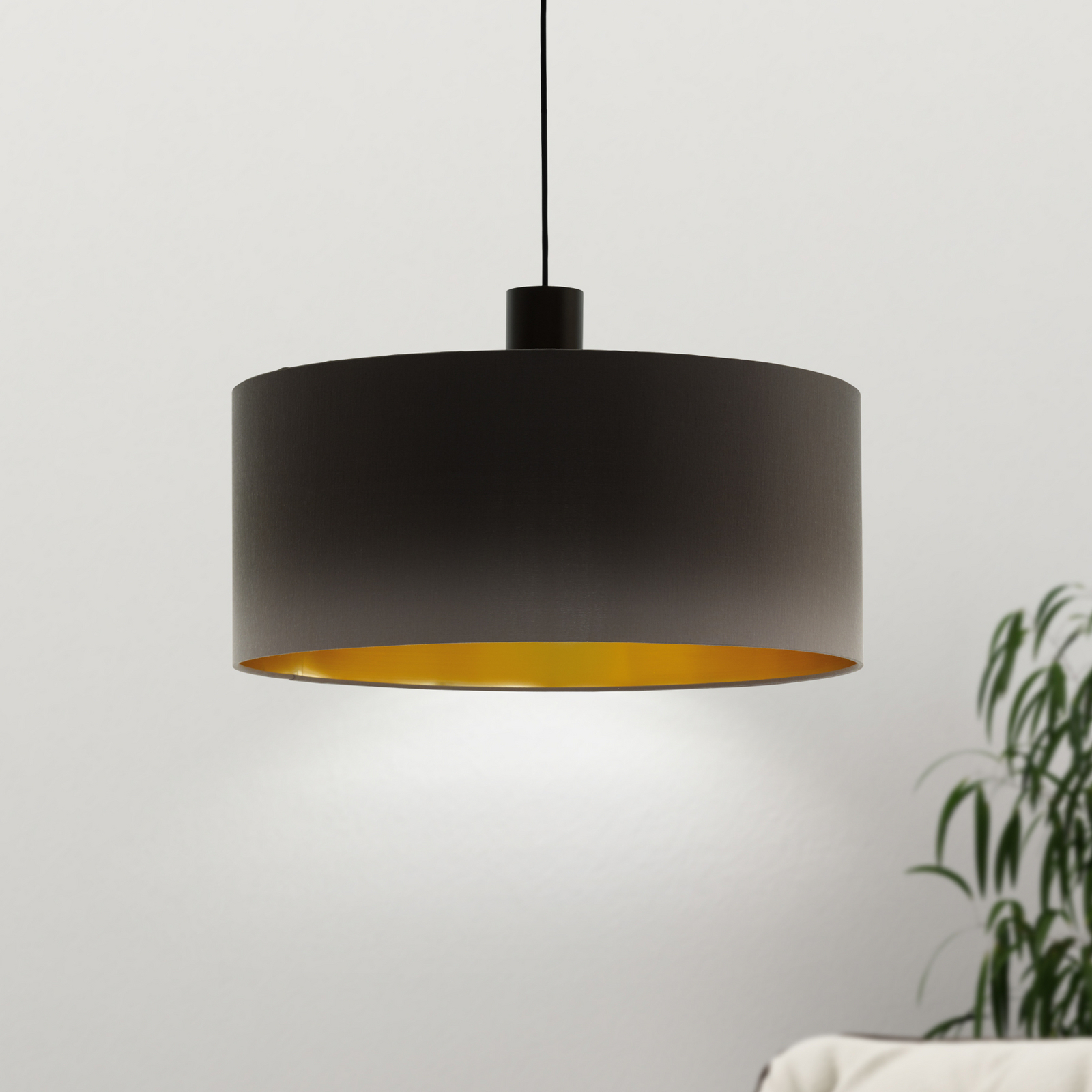 Závesná lampa Concessa cappuccino/zlatá Ø 53 cm