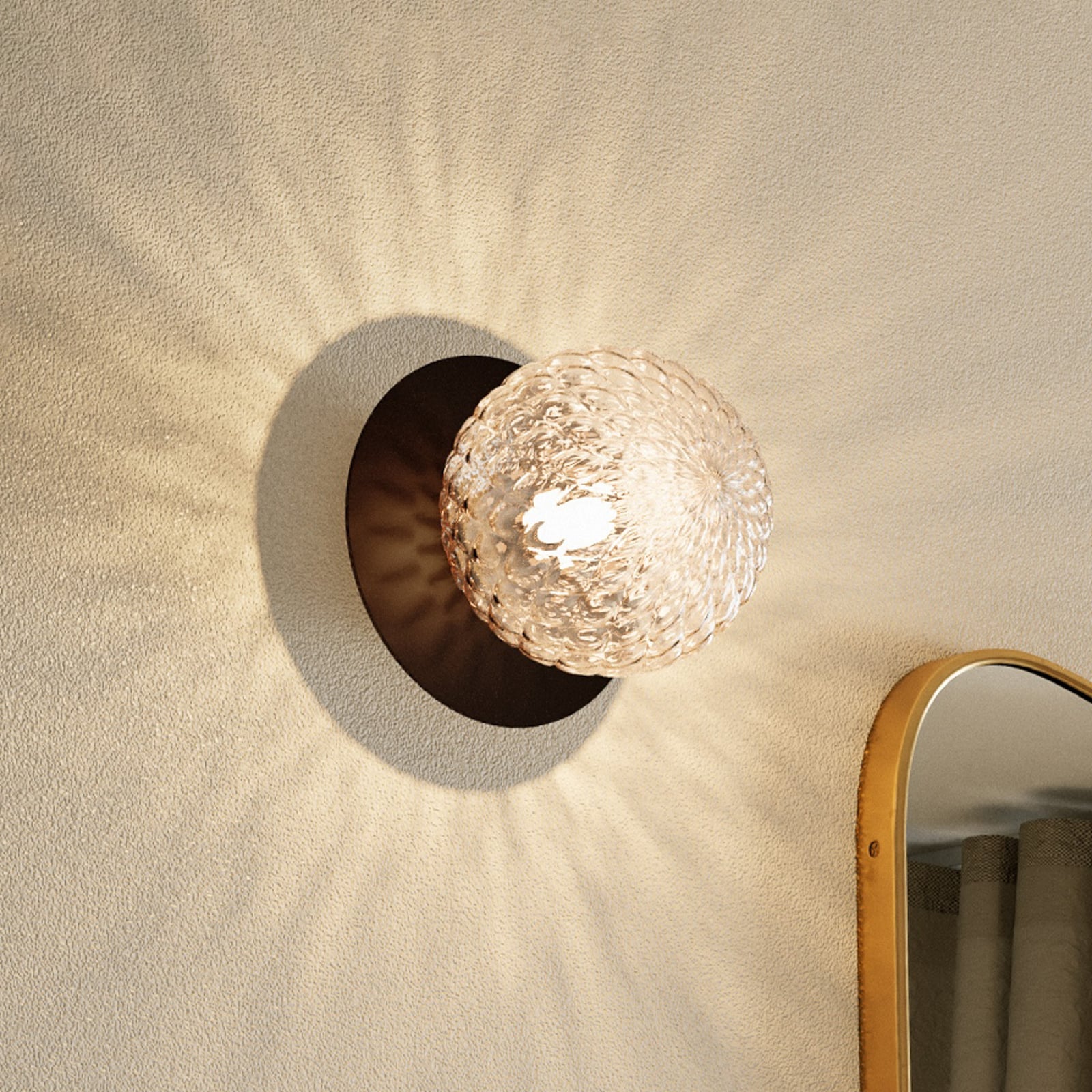 Liila 1 wall lamp, black/clear, Ø 12 cm, IP44 - Nuura
