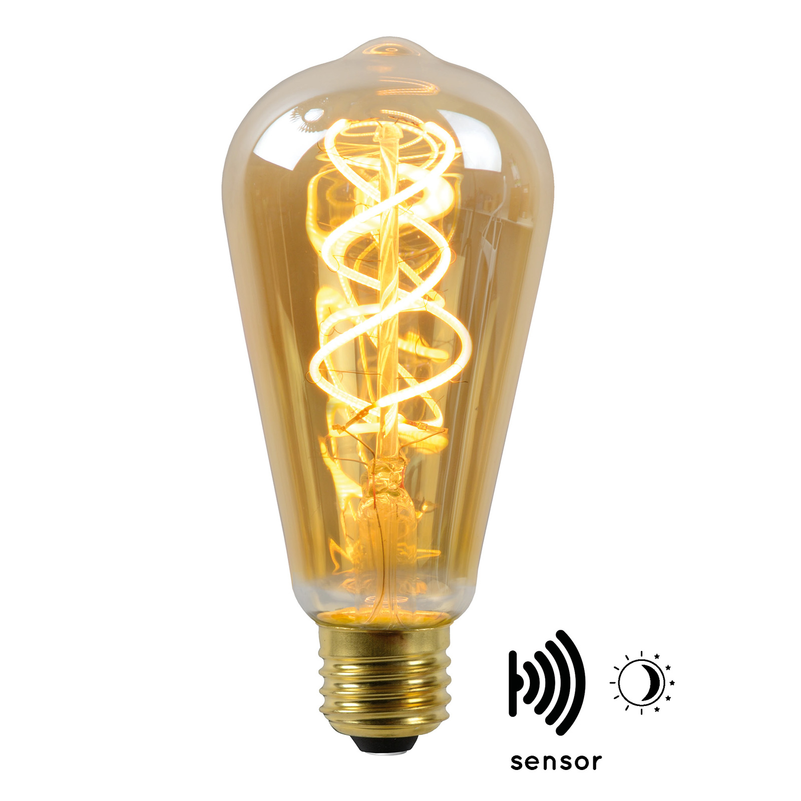 Ampoule LED E27 ST64 4 W 2 200 K ambre capteur