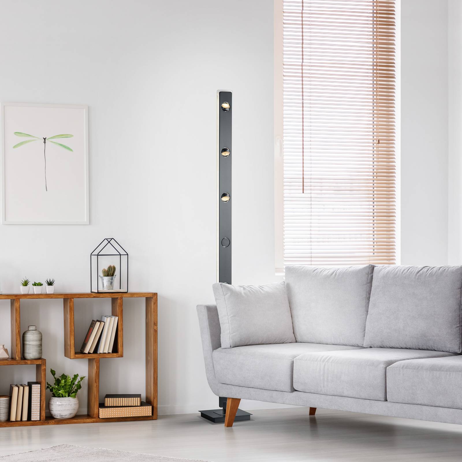 BANKAMP Caro floor lamp controllable anthracite, for Living / Dining Room, metal, plastic, 60 W, energy efficiency: A+, W: 6 cm, H: 159 cm