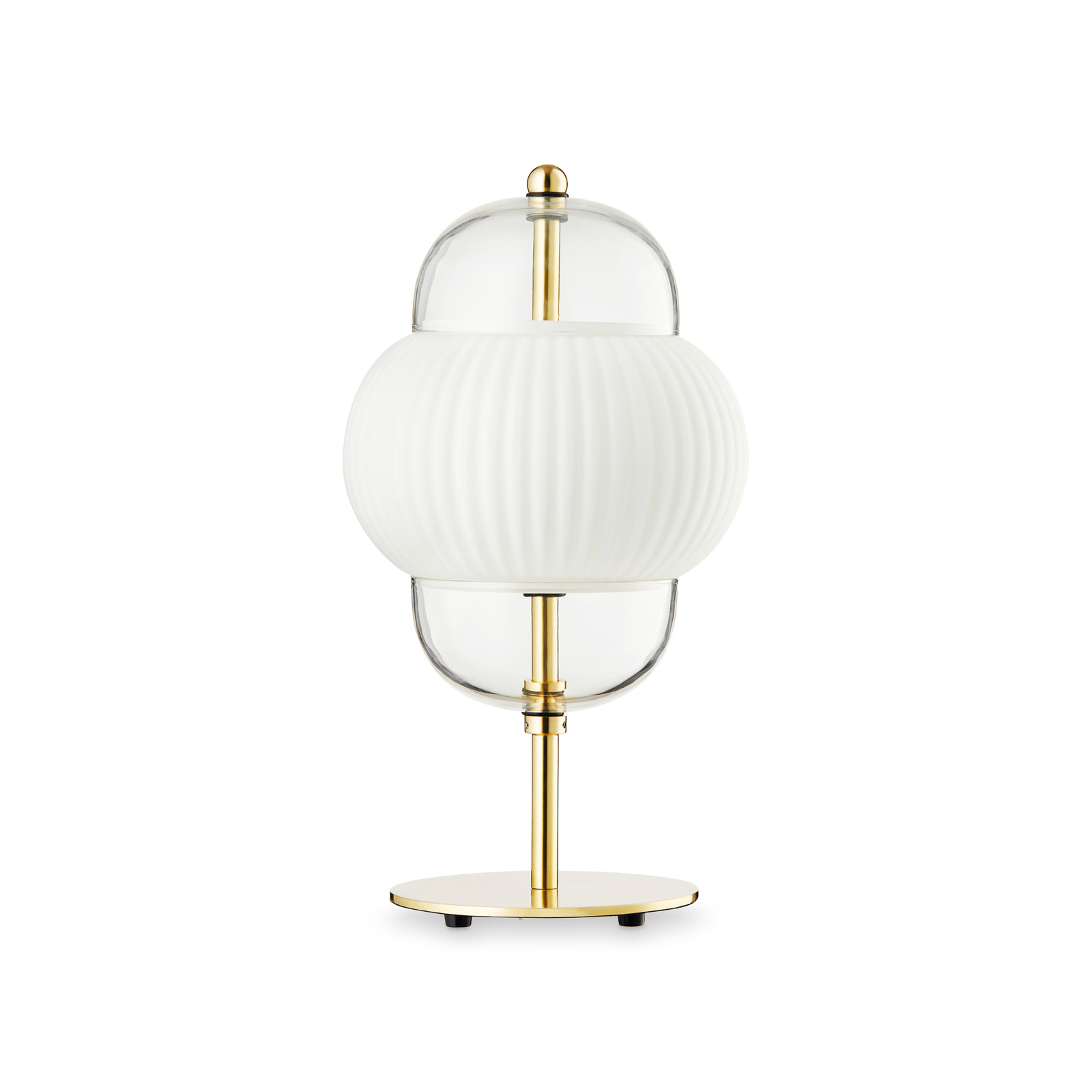 Shahin tafellamp, 3-lamps, dimbaar, glas, hoogte 43 cm