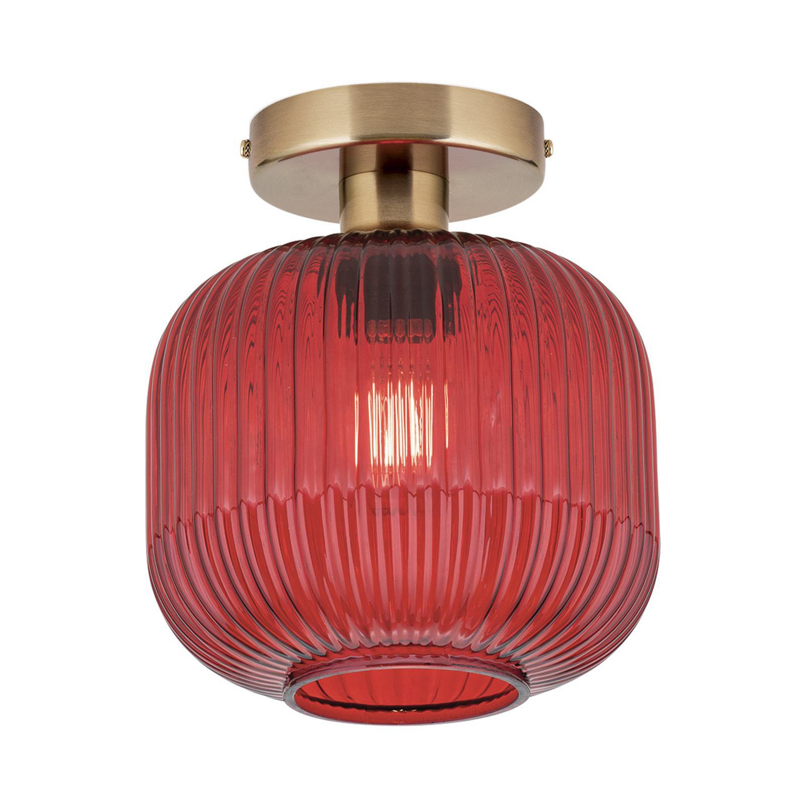 Plafonnier Carneval, rouge, Ø 20 cm, verre, E27