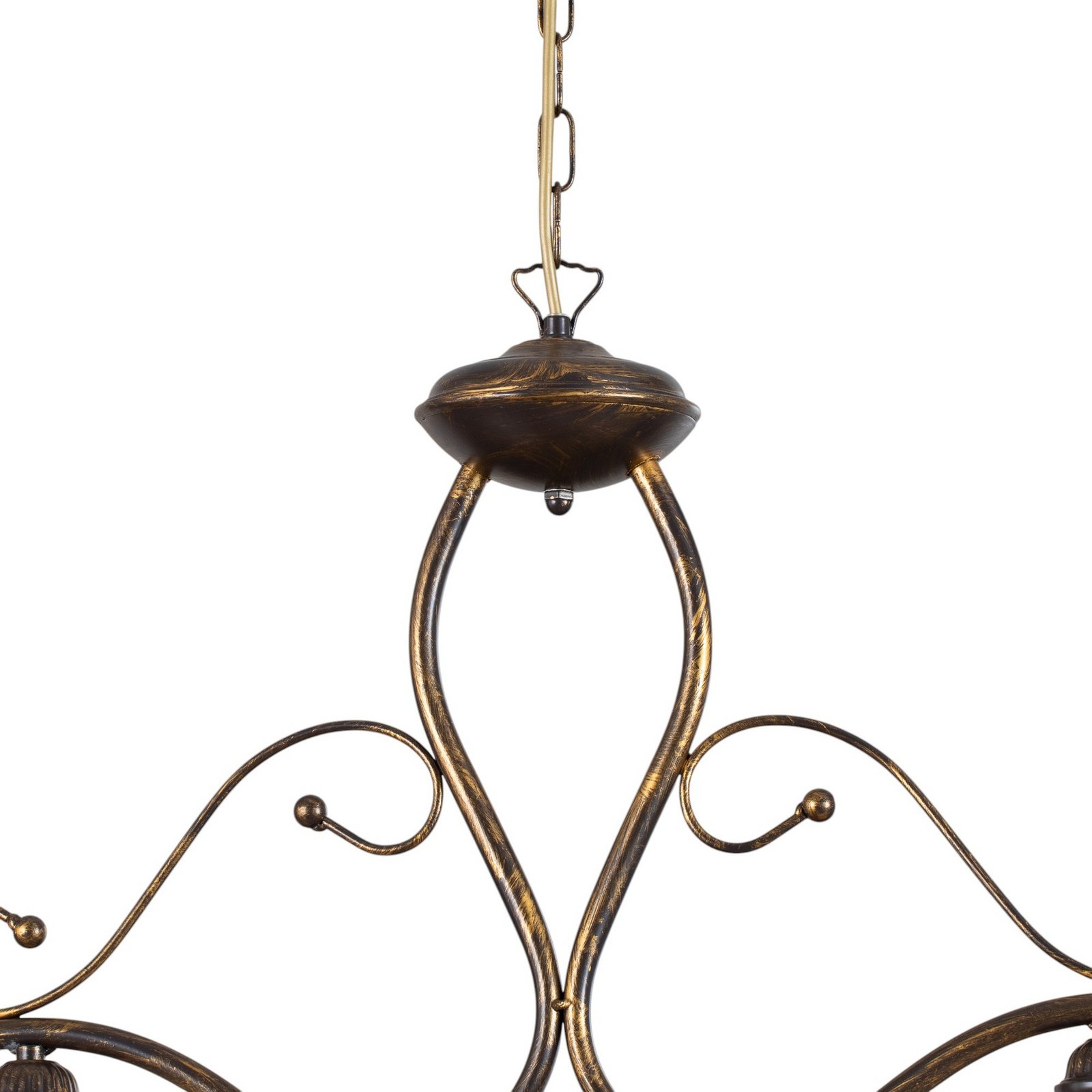 Hængelampe BILIARDO GIORGIO, creme/bronze, glas/jern 2 lyskilder.
