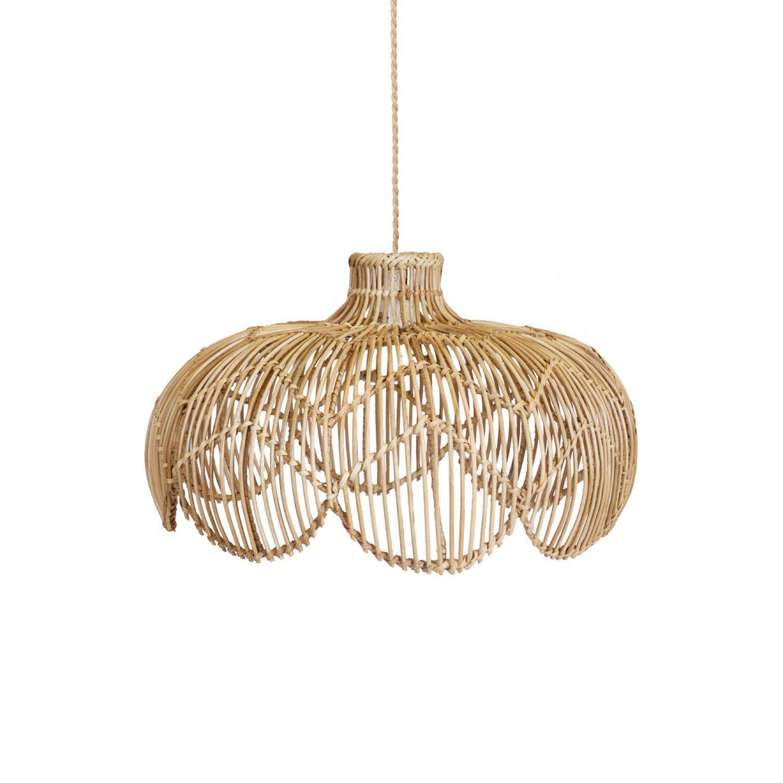 PR Home Candeeiro suspenso Belle, cor de madeira, rattan, Ø 43 cm
