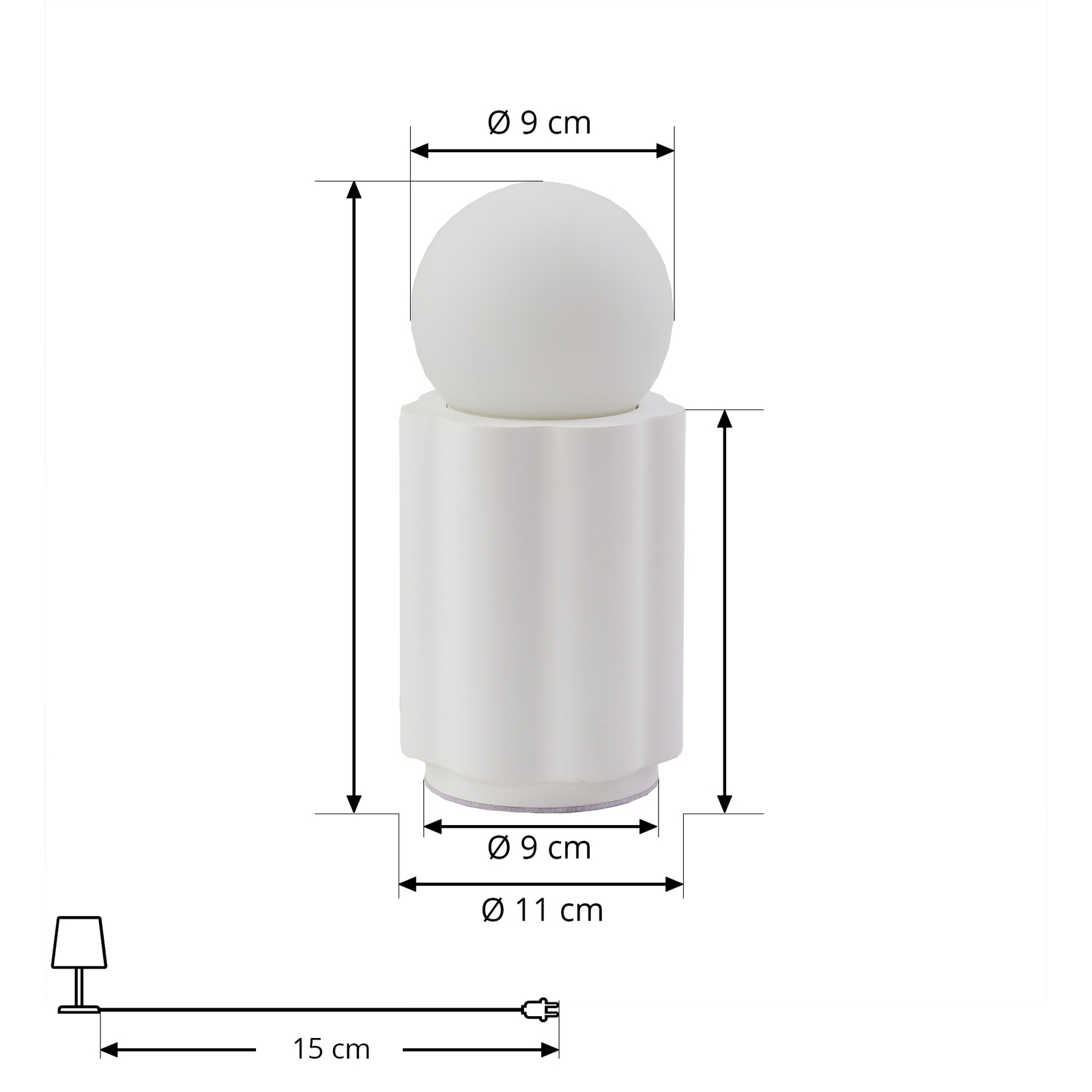 Lindby candeeiro de mesa Nielson, branco, altura do abajur 8,5 cm, gesso