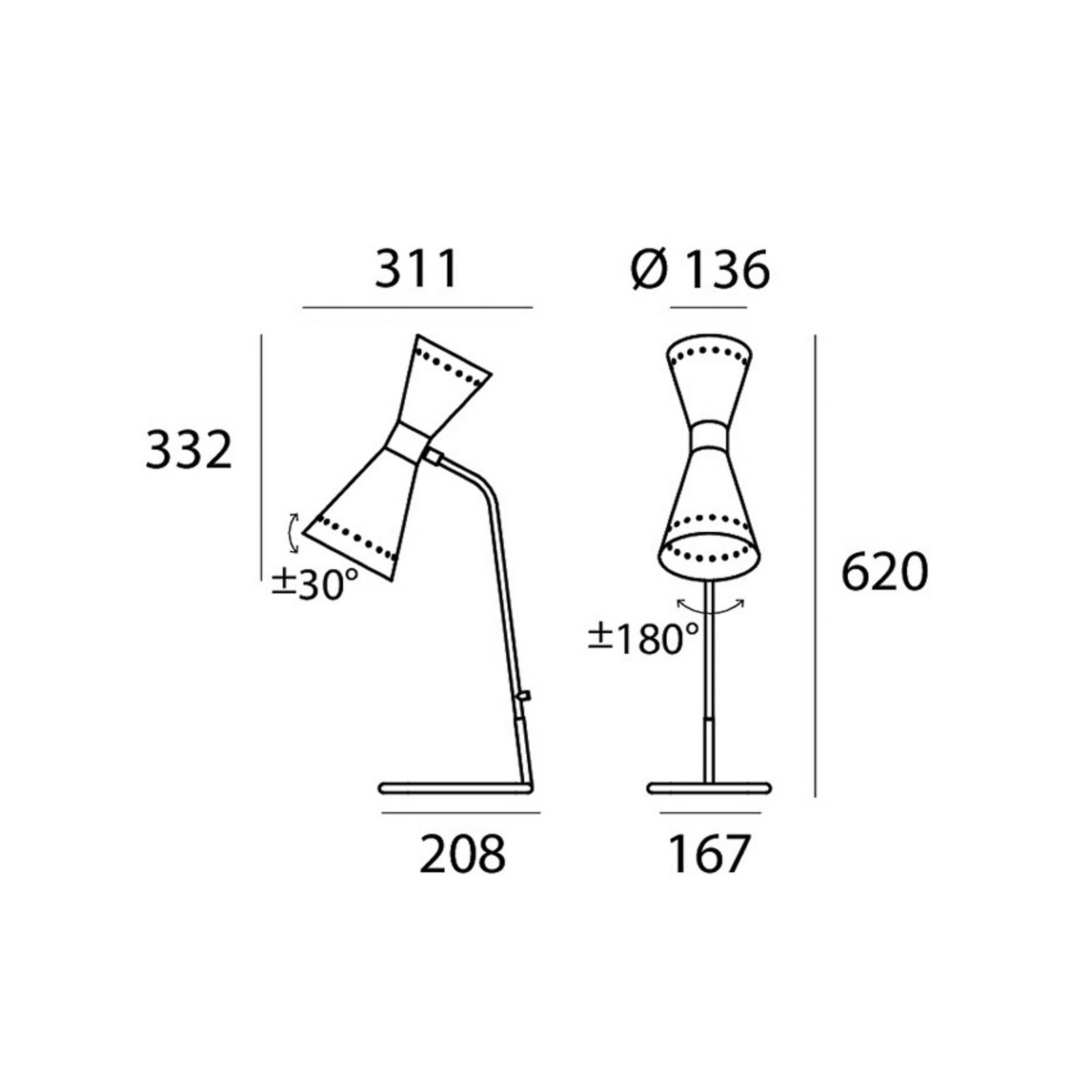 Stilnovo Tischlampe Megafono, elfenbeinfarben, 62 cm, Metall günstig online kaufen