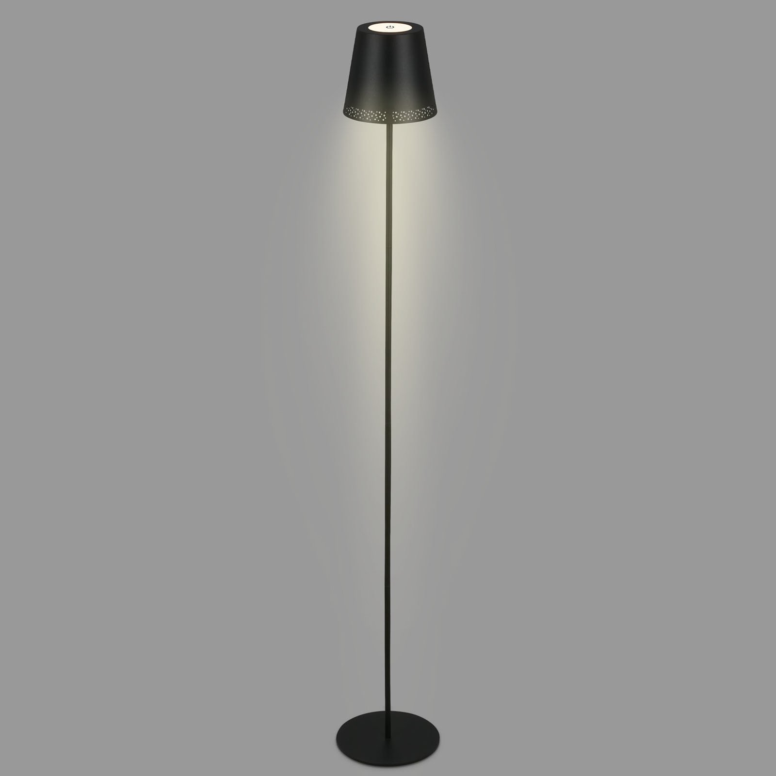 Lámpara de pie recargable Akku LED, 2.700 K, negra