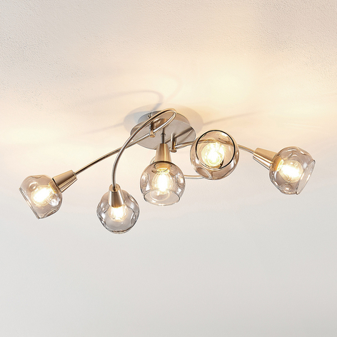 Lindby Almina Deckenleuchte, Rauchglas, 5-flammig