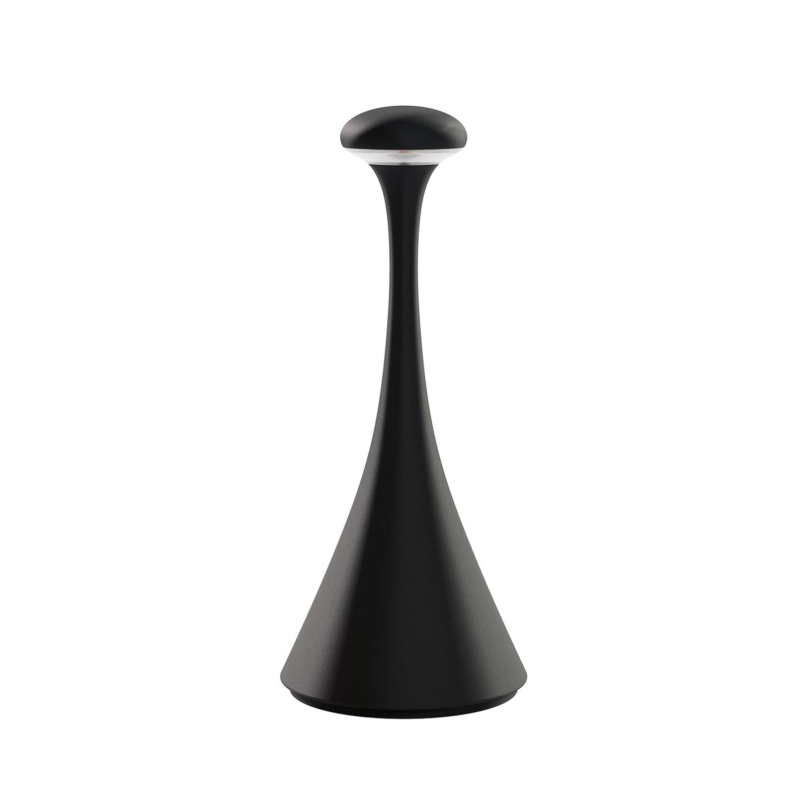 SIGOR Nudrop mini - Dimmbare kleine LED Akku-Tischlampe Indoor & Outdoor, Höhe 21 cm, aufladbar mit easy-connect puk, 7 h Leuchtdauer, nachtschwarz