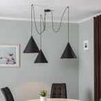 Hanging light Cono 3-bulb decentralised lampshade 32 cm black