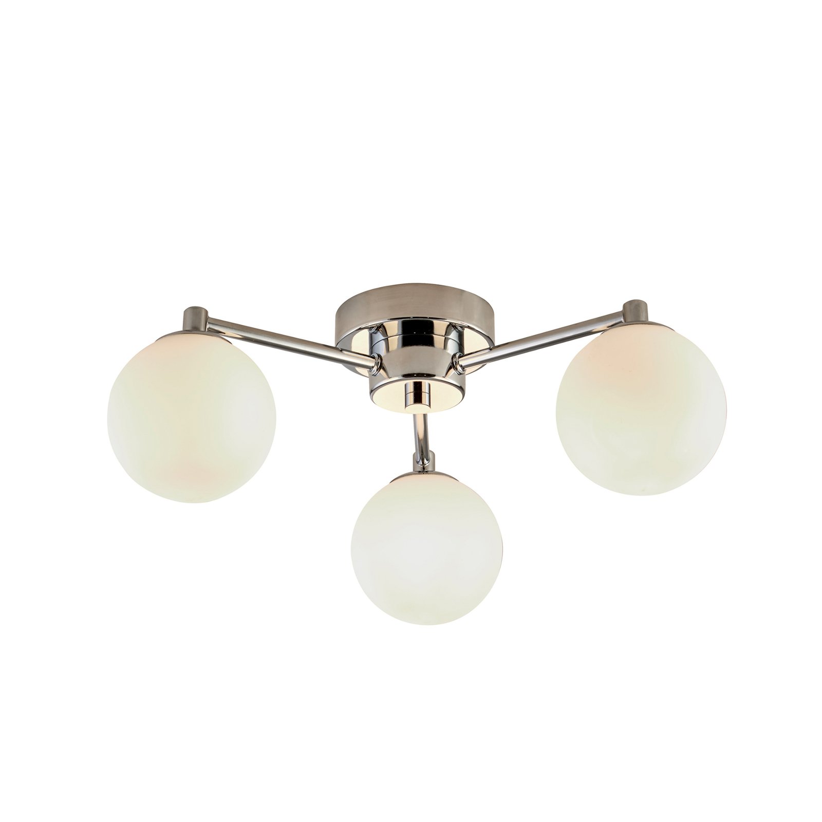 Tiberius ceiling light, chrome/frosted, glass, 3-bulb, G9