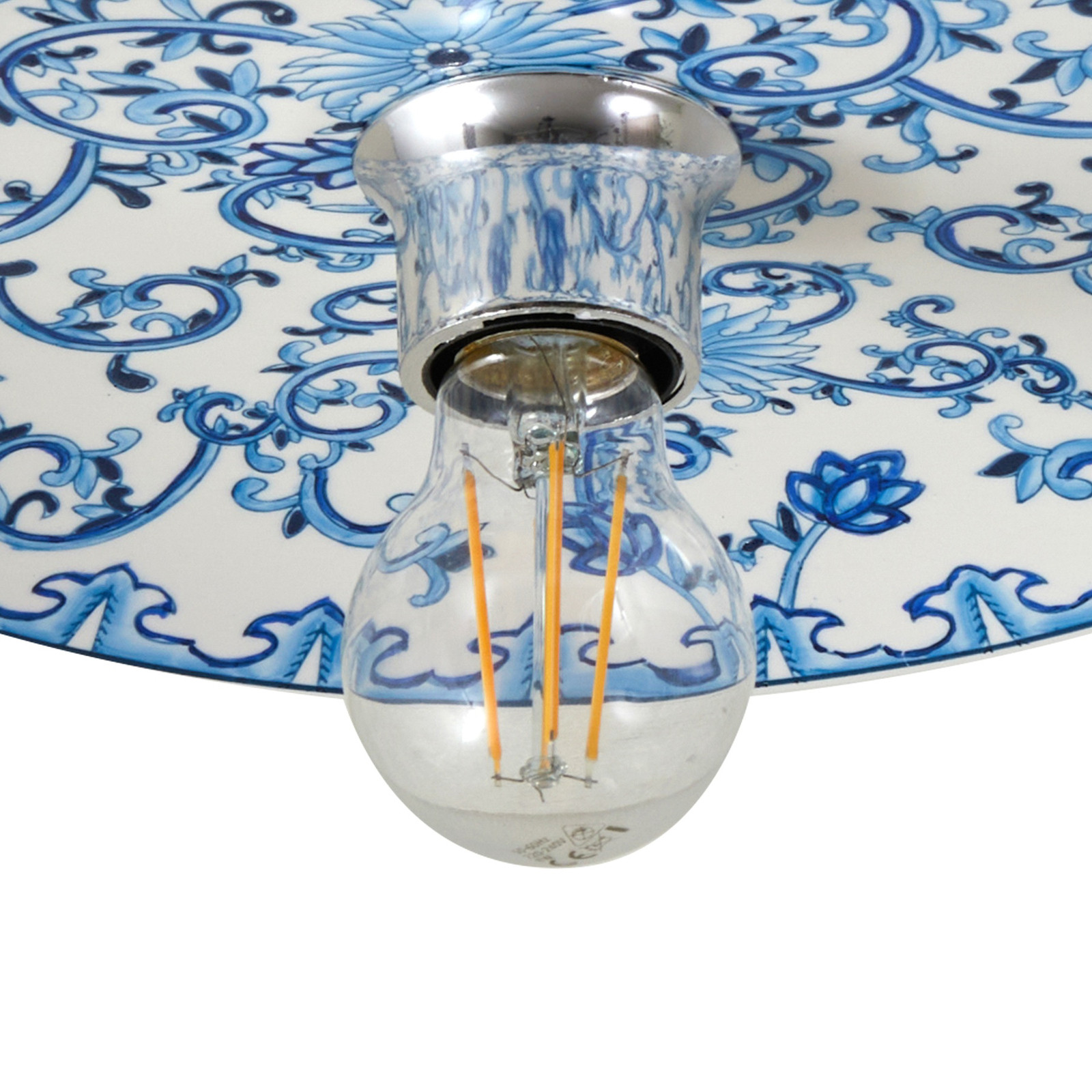 Wandlamp Lucande Faelira, blauw/wit, keramiek