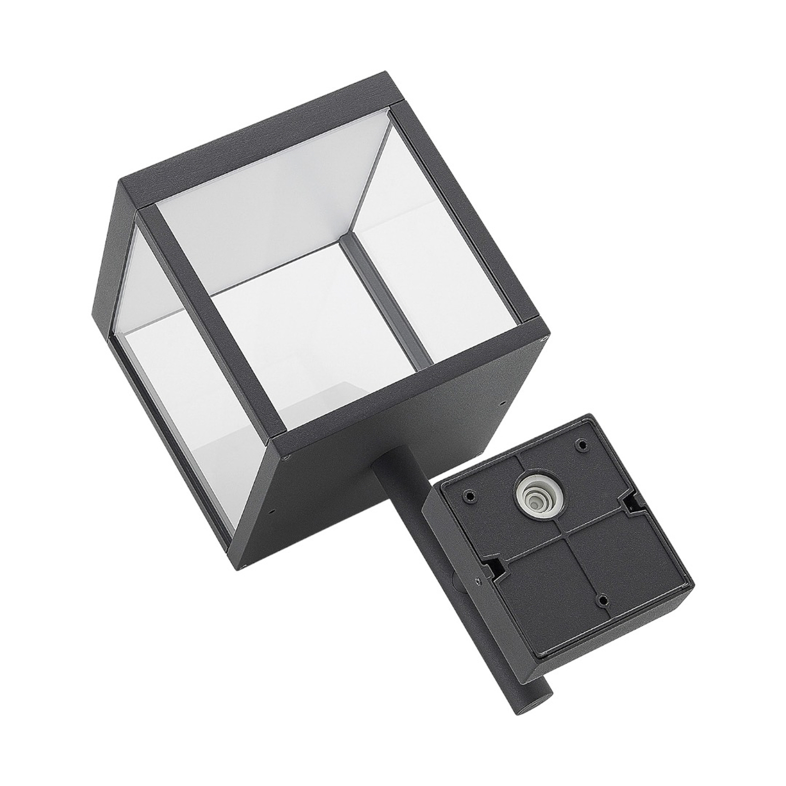 Applique d’extérieur LED Cube, verre, graphite