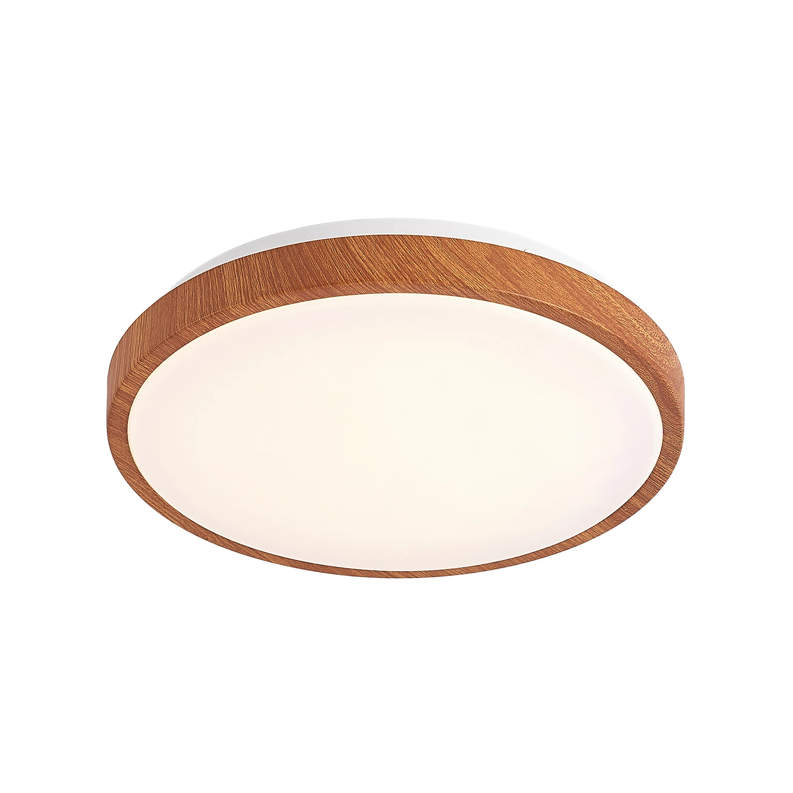 Lindby plafonieră LED Mynte, Ø30cm, aspect lemn, plastic