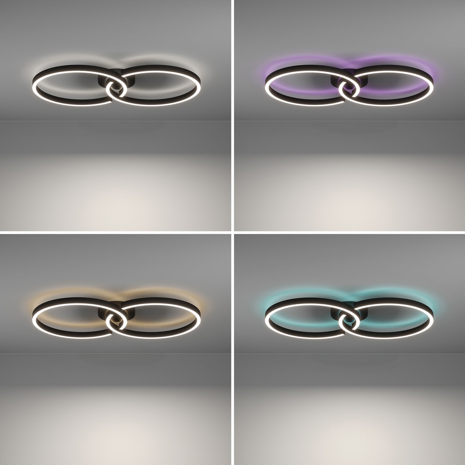 LED-Deckenlampe Armandolo, schwarz, Länge 67 cm, CCT, RGB