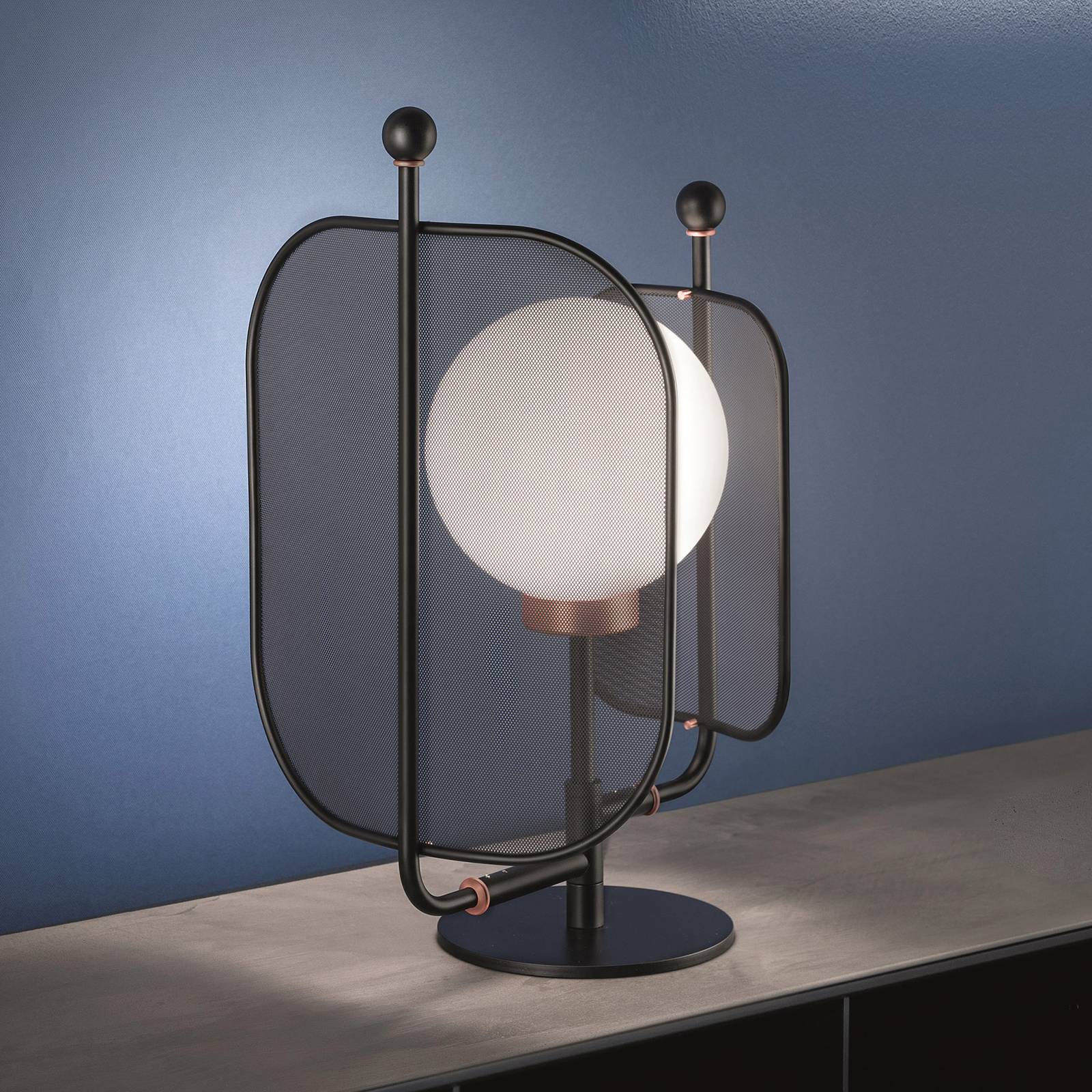 Papilio TL1 asztali lámpa Murano üvegből, fekete