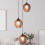 Hanglamp Ojay, pruim/zwart, glas, 3-lamps, E27