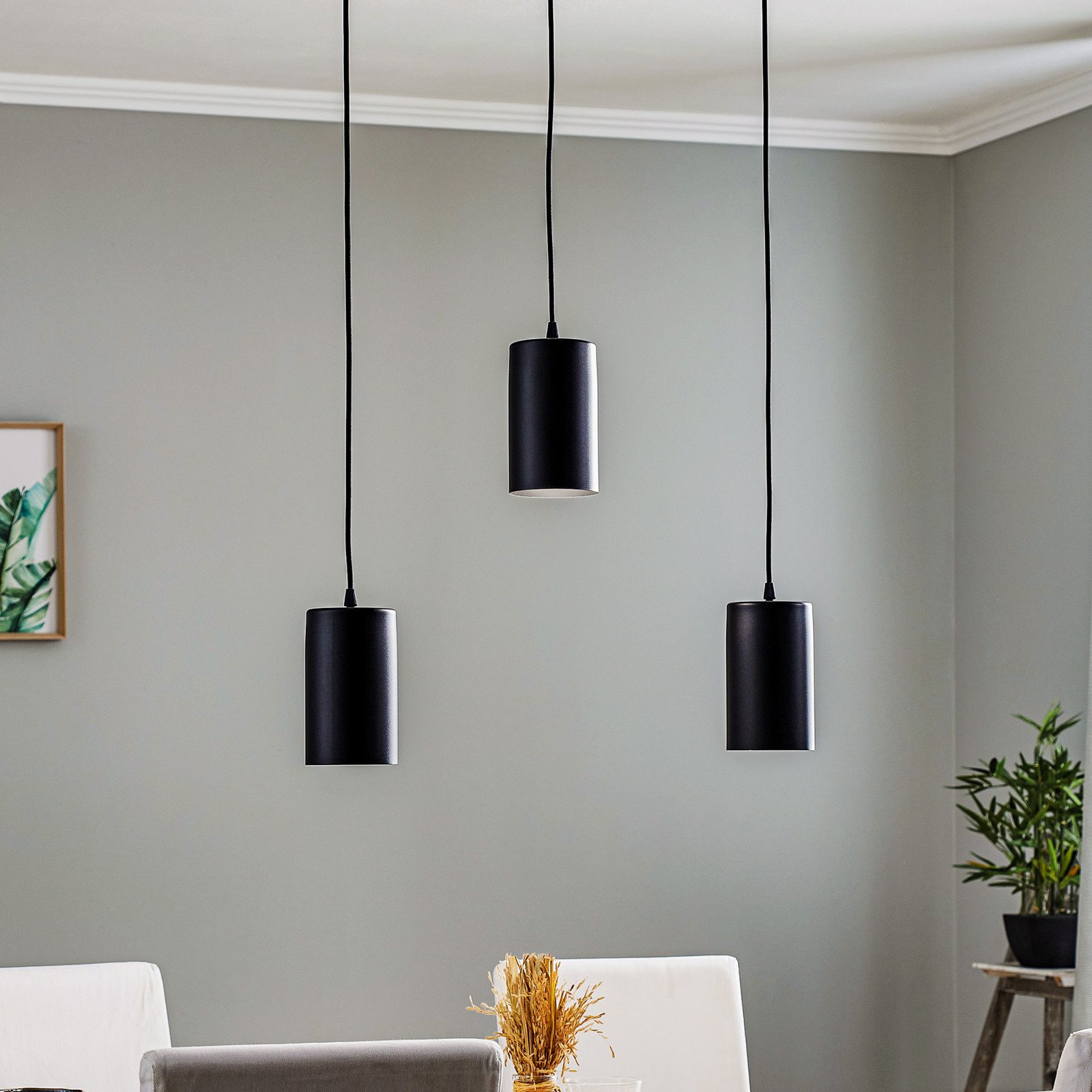 TEMAR LIGHTING Lampă suspendată ZW Tube 170 3 becuri negru - Camera de zi / sufragerie - Modern - Metal