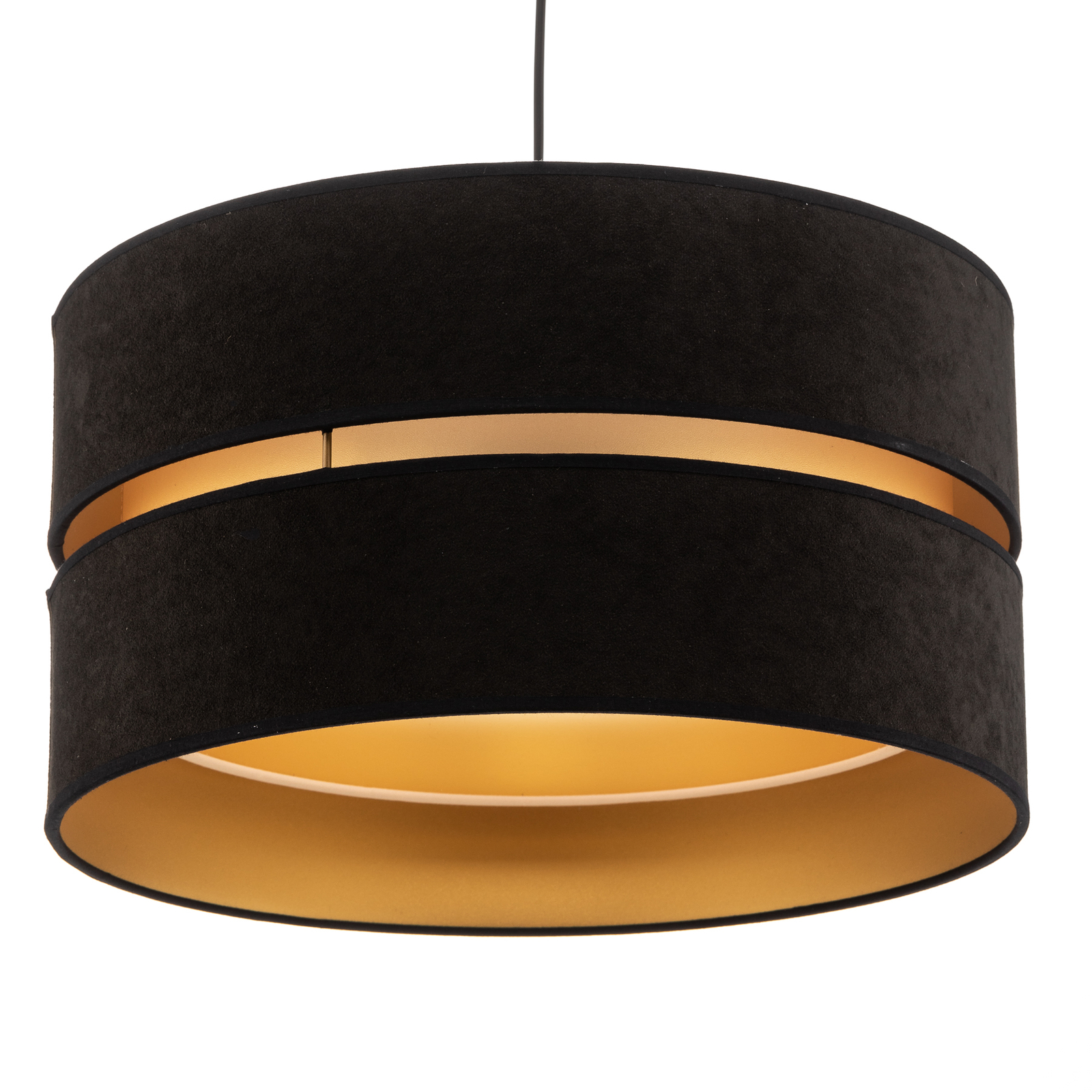Duo pendant light, black/gold, Ø40cm, 1-bulb