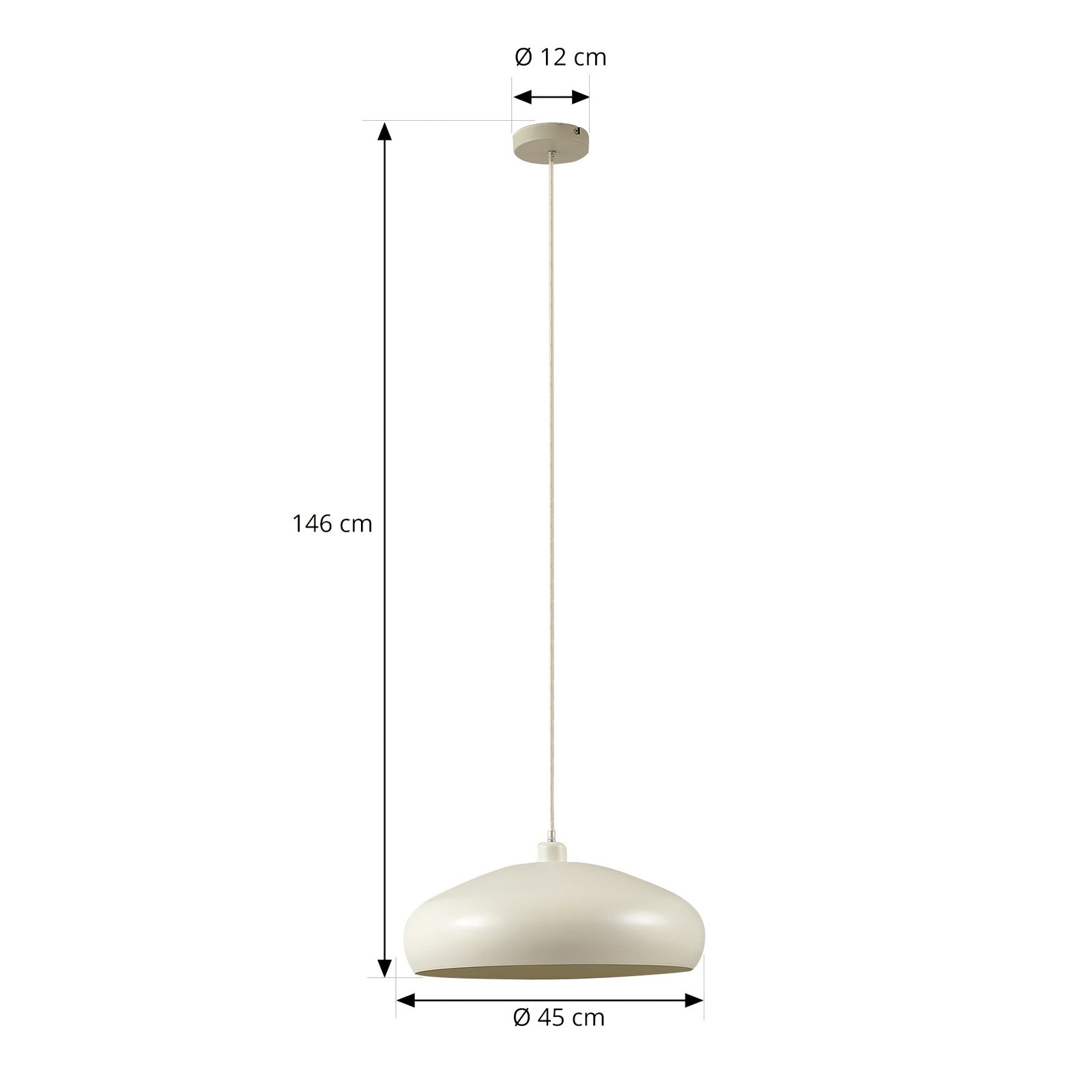 Závesné svetlo Lindby Elover, béžová farba, Ø 45 cm, železo