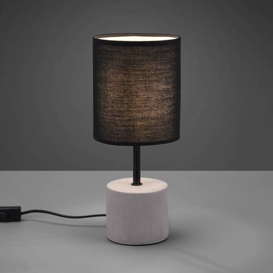 Ben table lamp concrete base, black fabric Lights.co.uk
