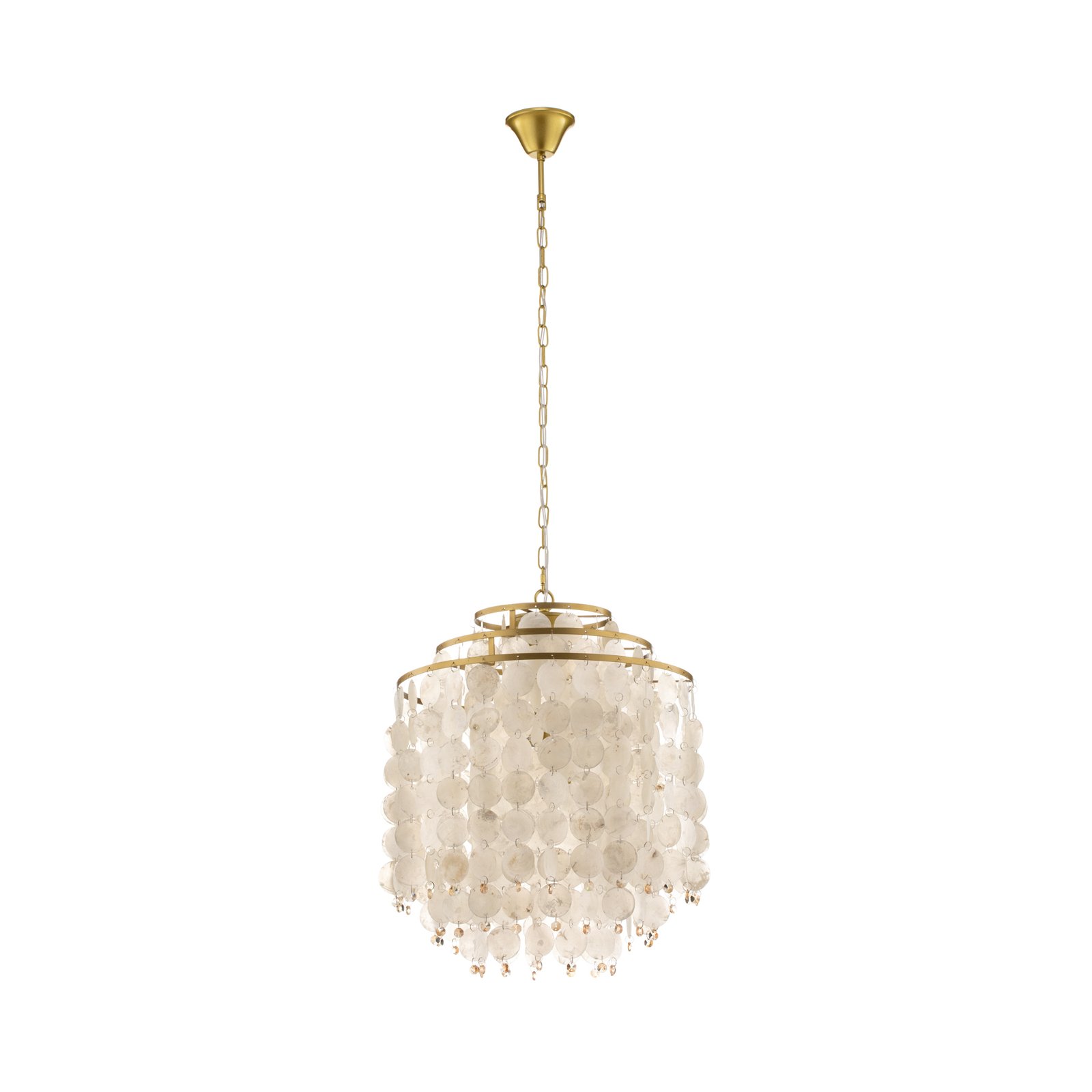 Ruben pendant light with lampshade made of mother-of-pearl discs