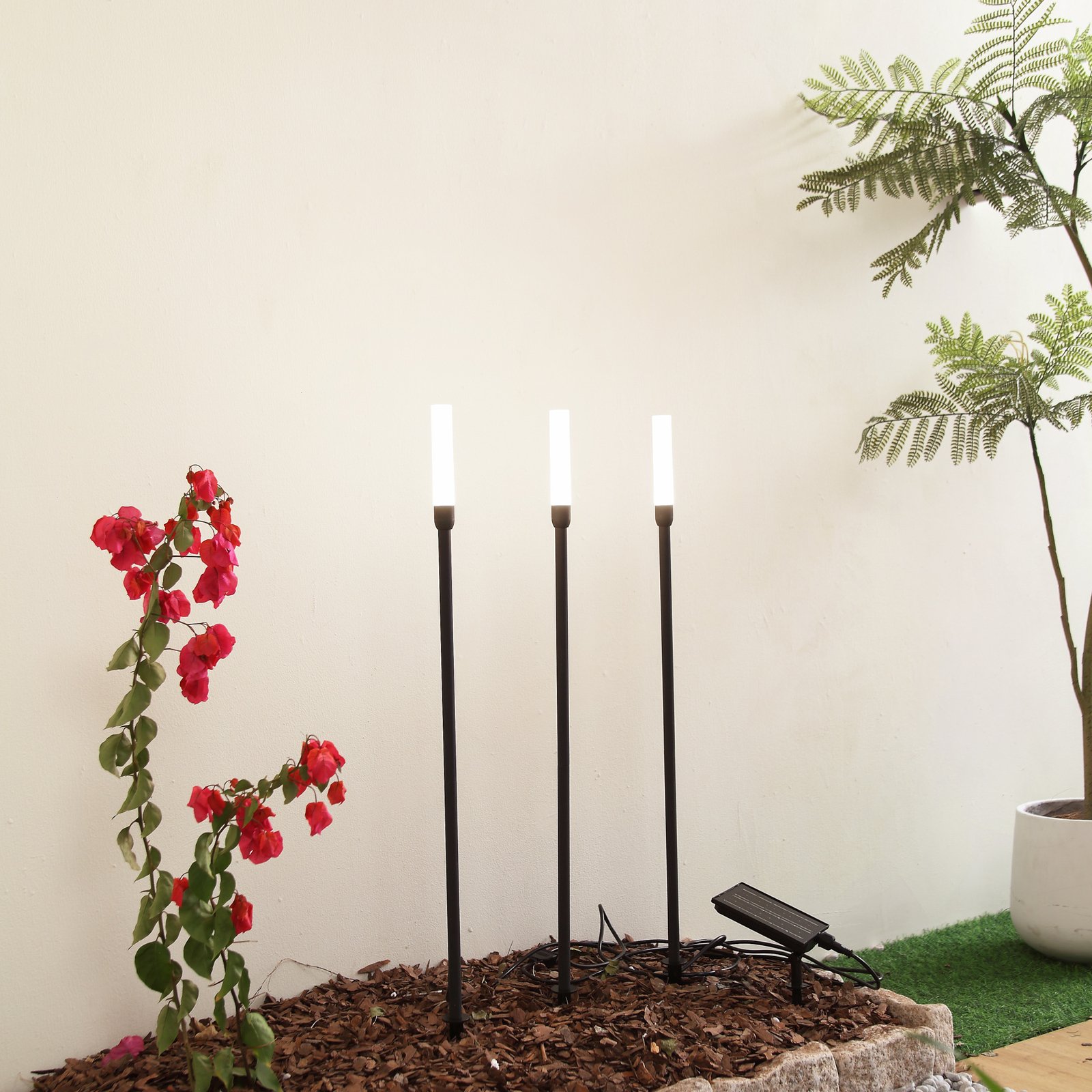 Balian Solar Cell Lamp w/Ground spike 3 pcs. Black - Lindby