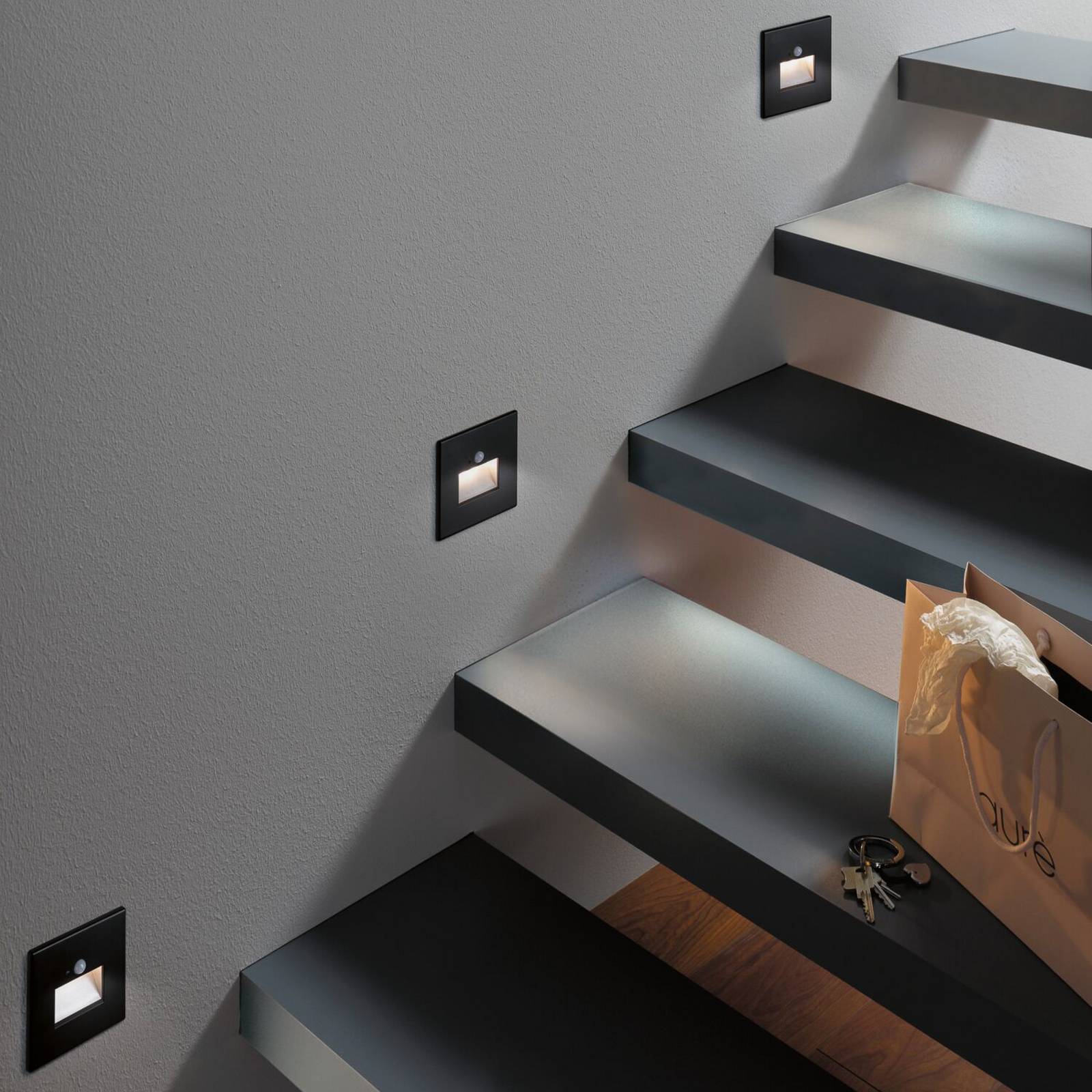 Paulmann LED-Sensor-Wandeinbaulampe Edge Quadro schwarz 8 cm günstig online kaufen