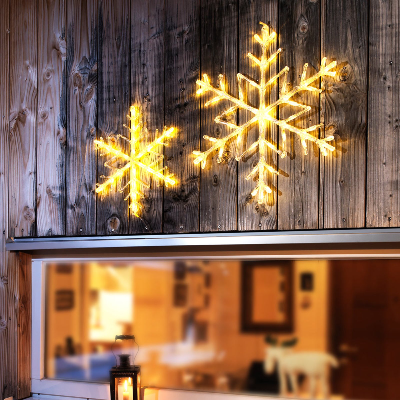 Leuchtende LED Schneeflocke, warmweiß 40cm