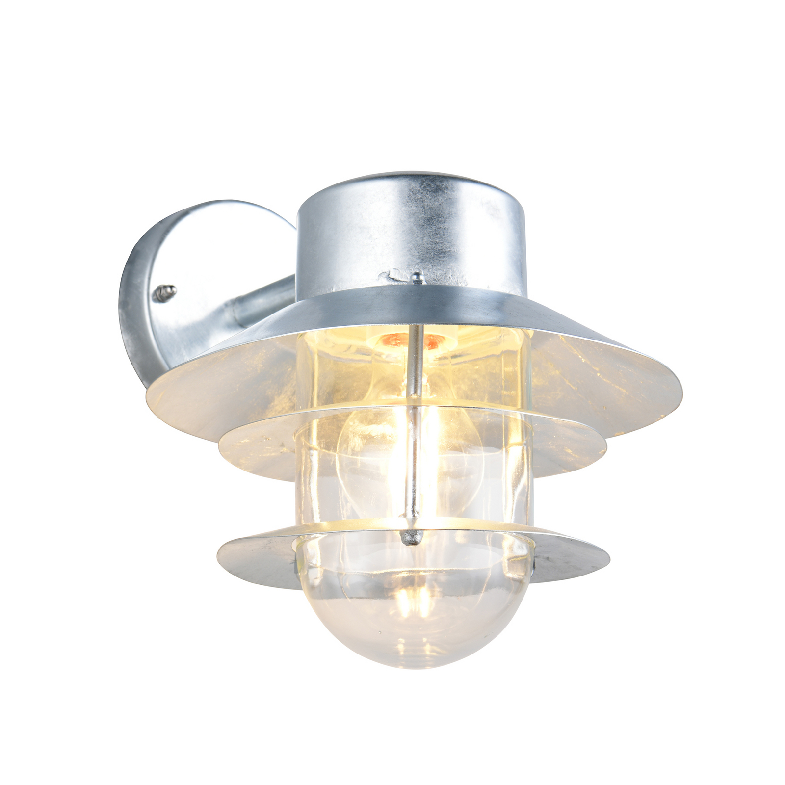 Vonkajšie nástenné svietidlo Ruvuuma v zinkovej farbe Ø 22 cm smerujúce nadol