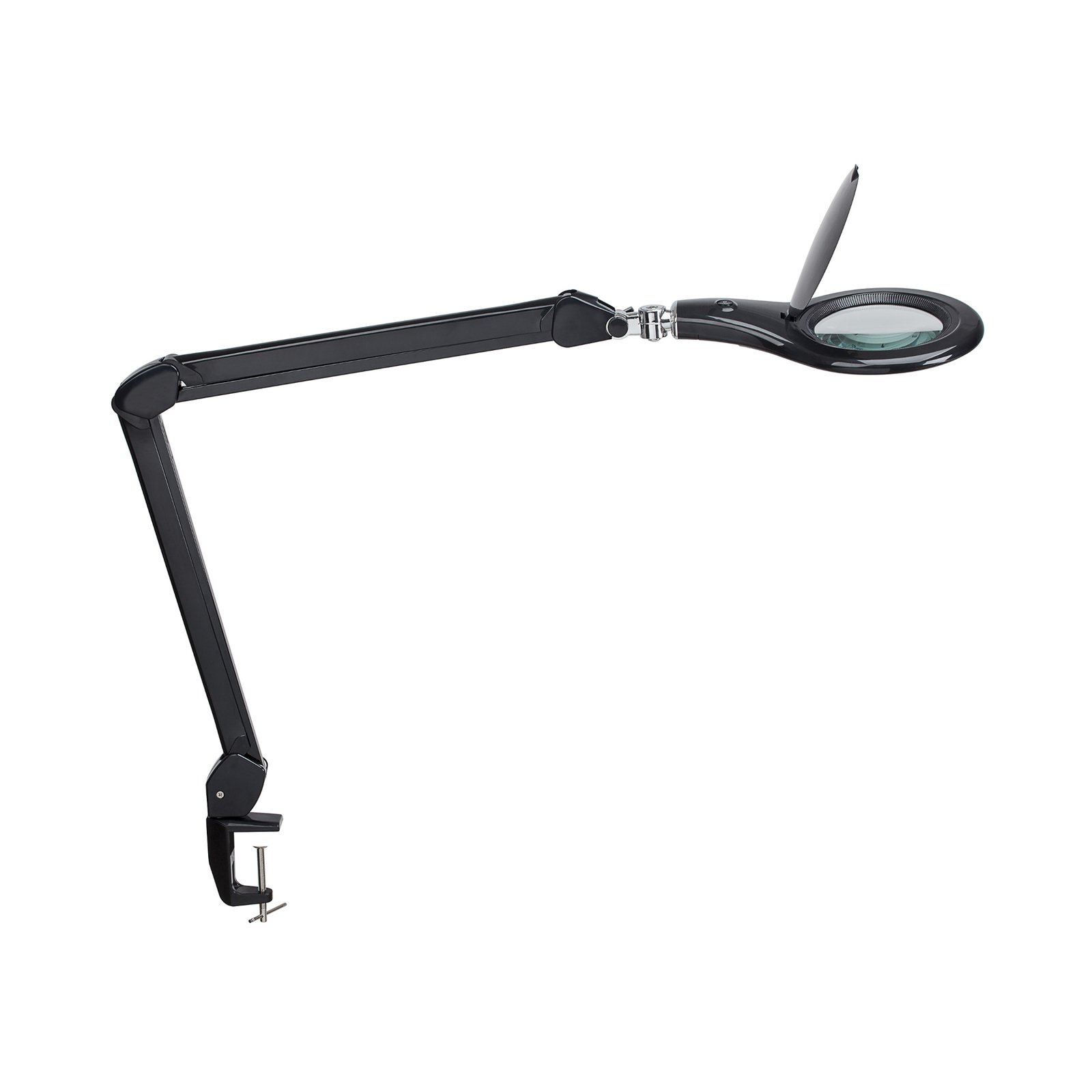 LED-forstørrelseslampe med klips MAULmakro, svart
