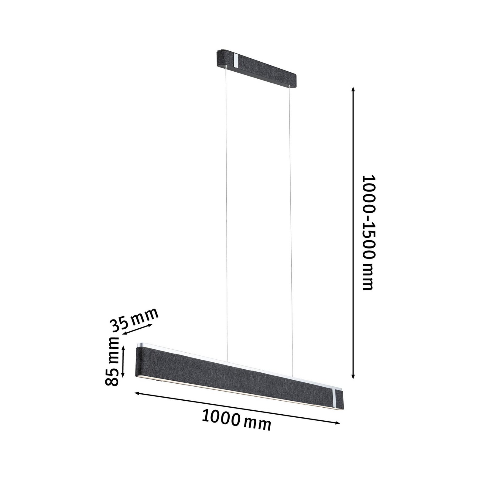 Paulmann Smart LED-Hängelampe Jagun, anthrazit, 100 cm, Filz