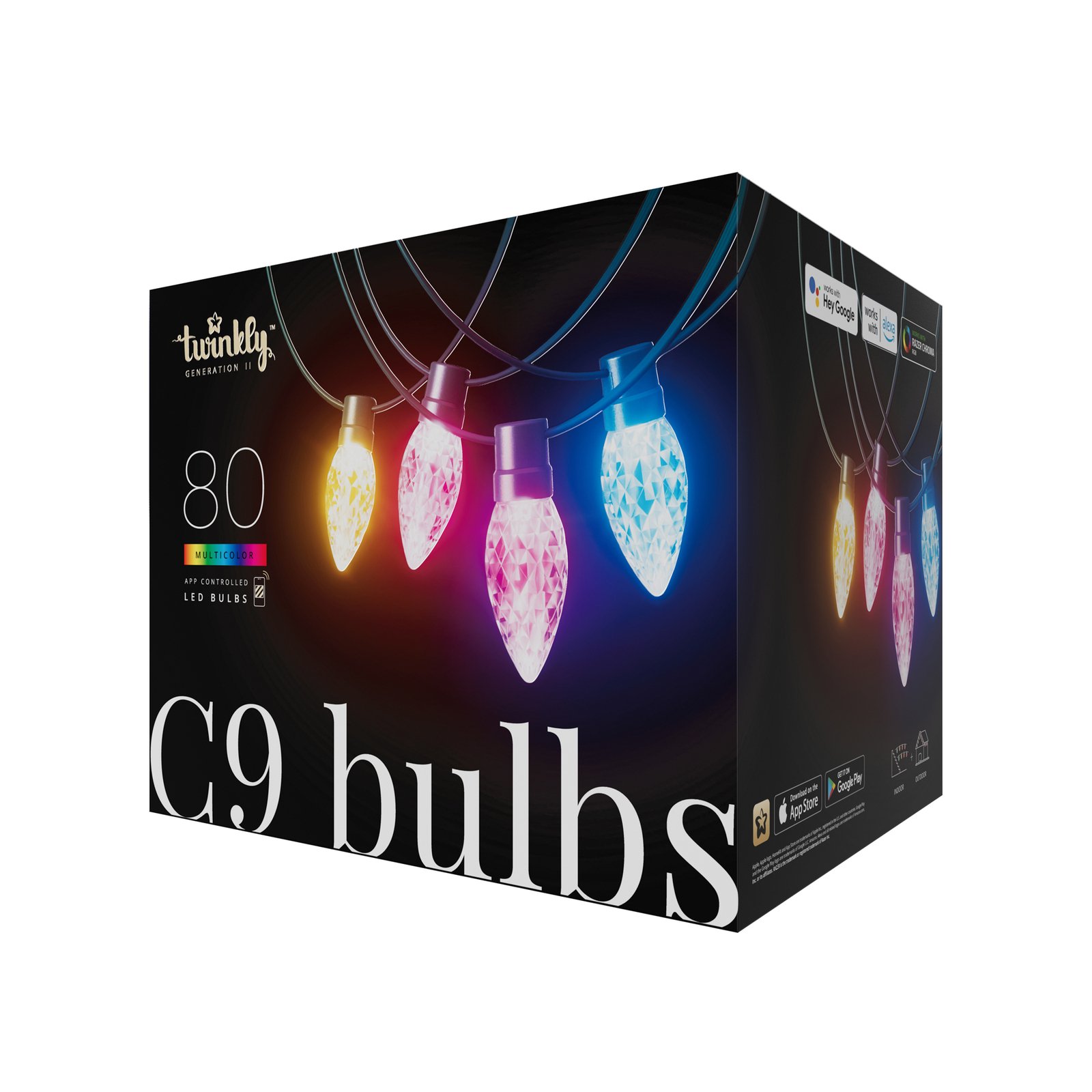 Twinkly Faceted C9 LED-Lichterkette RGB, 24m