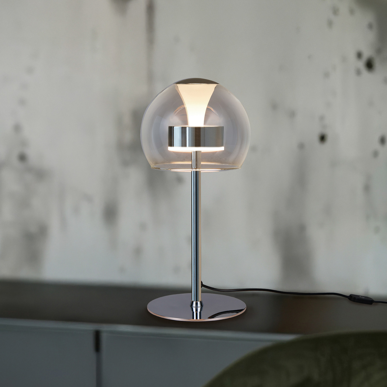 Trio Lighting Lampa de masă LED Flynt înălțime 35 cm culoare crom metal CCT - Camera de zi / sufragerie - Modern - crom transparent