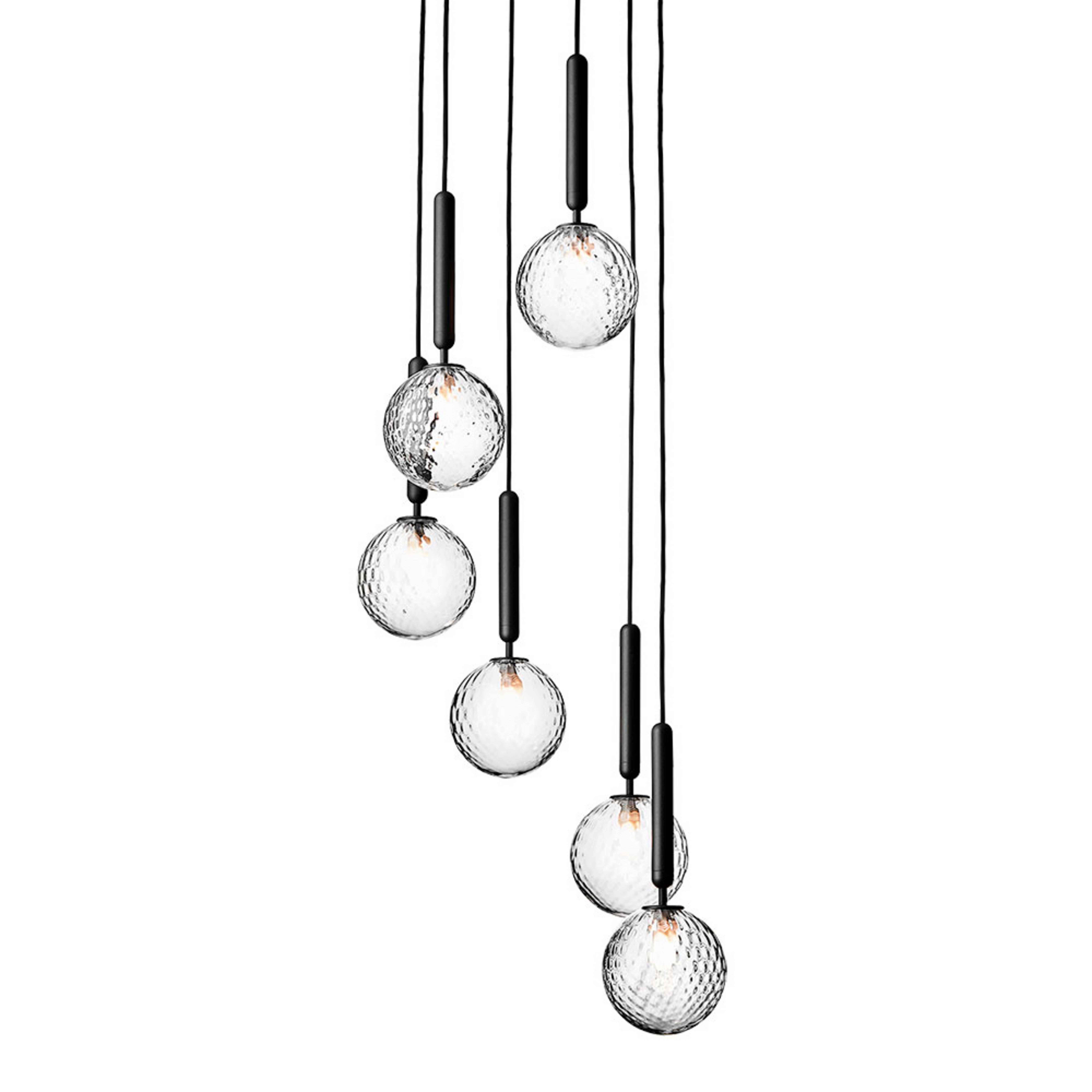 Miira 6 chandelier, Ø 35 cm, grey/clear, 6-bulb - Nuura