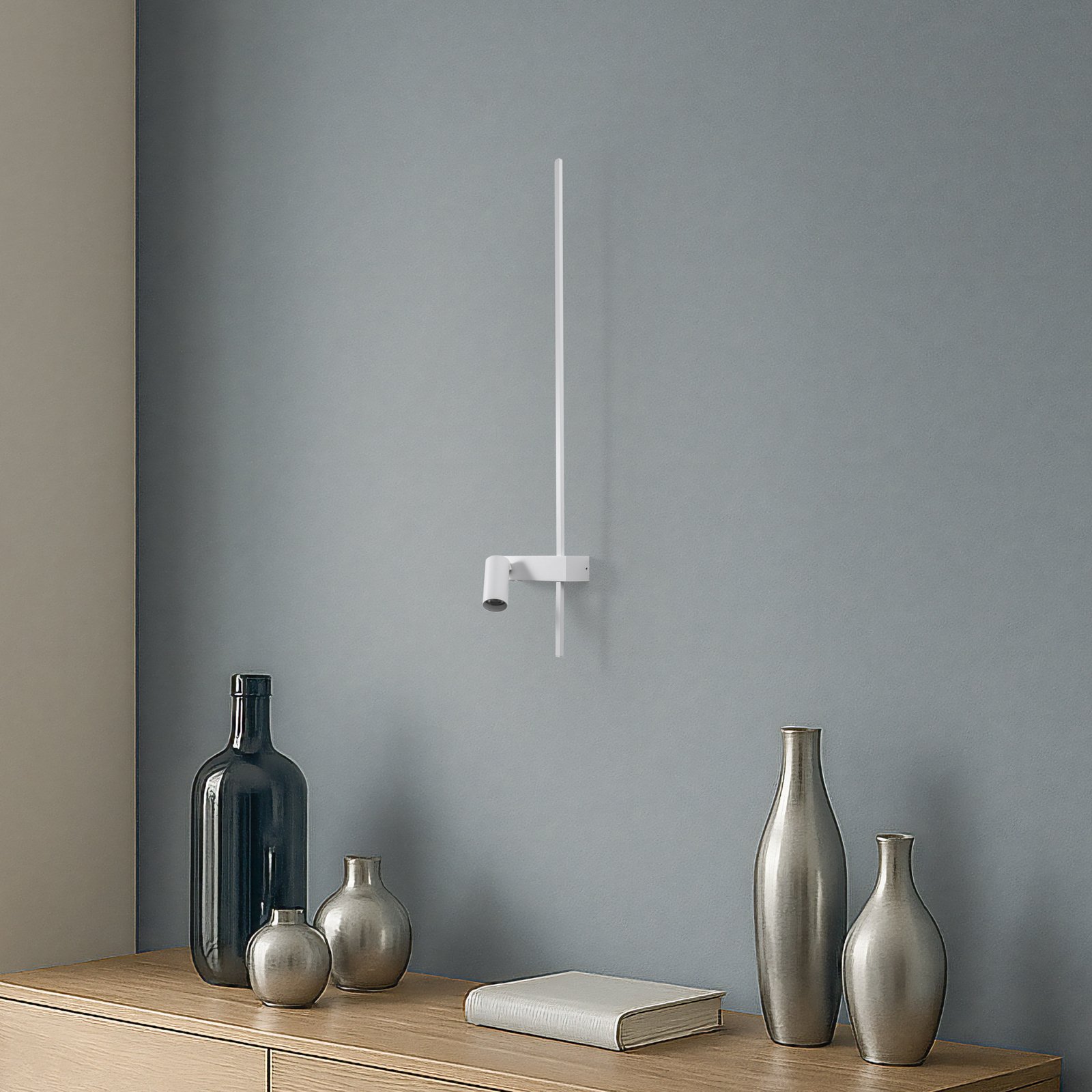 Nástenné svetlo EASY RIGHT, biele, šírka 80 cm, kov, GU10 + LED