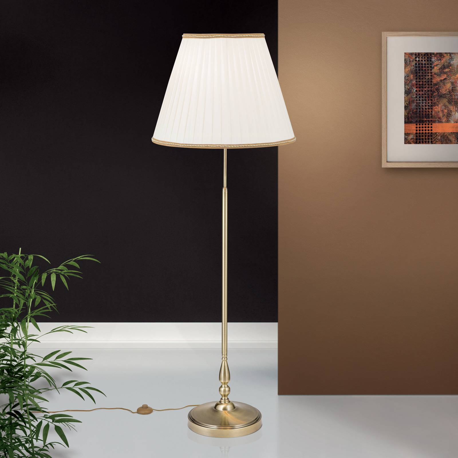 Stylowa lampa stojąca DONATA z plisowanym abażurem