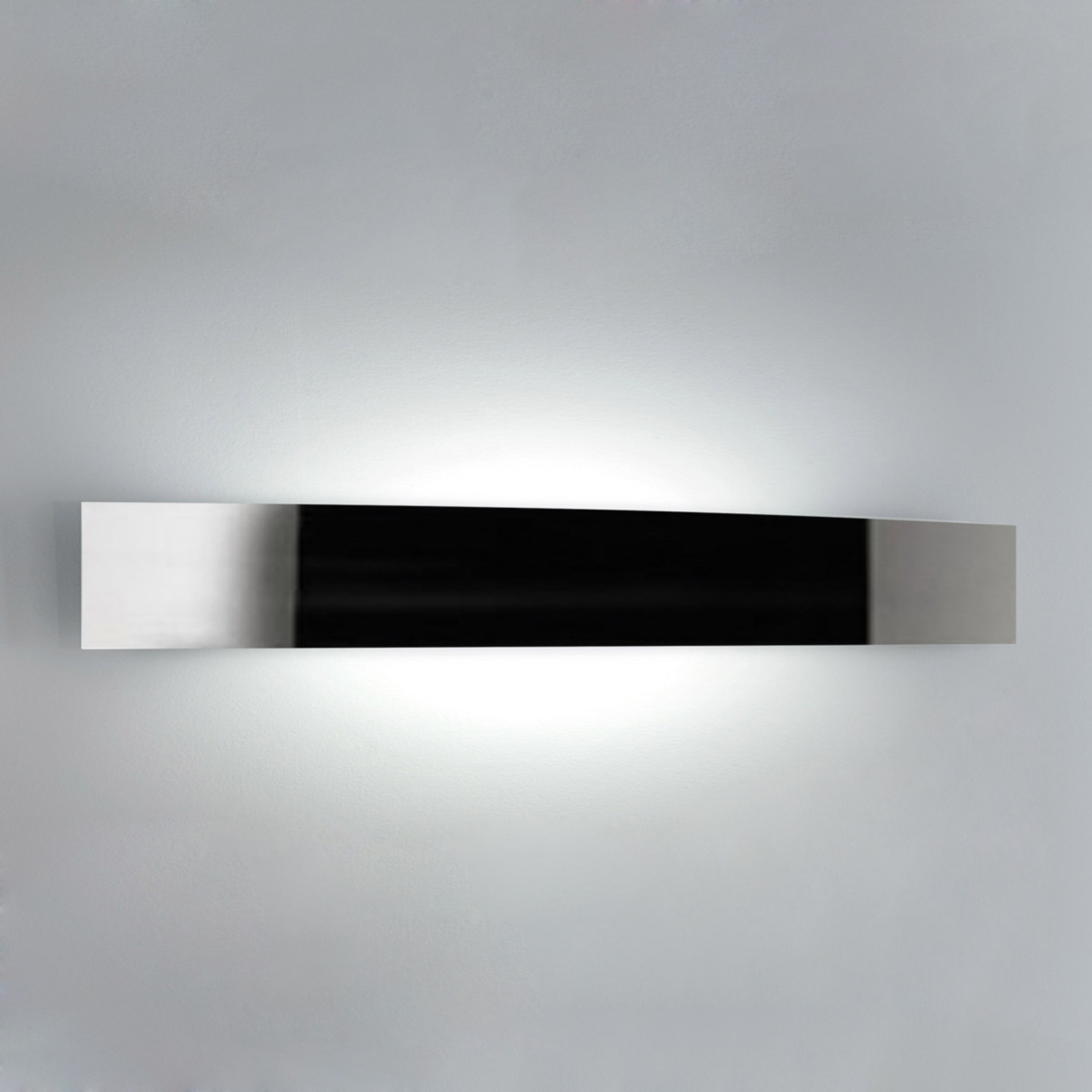 Fontana Arte Elegant wall light RIGA, 56 cm stainless steel, for Workroom / Office, glass, R7s, energy efficiency: A++, W: 56 cm, H: 7 cm